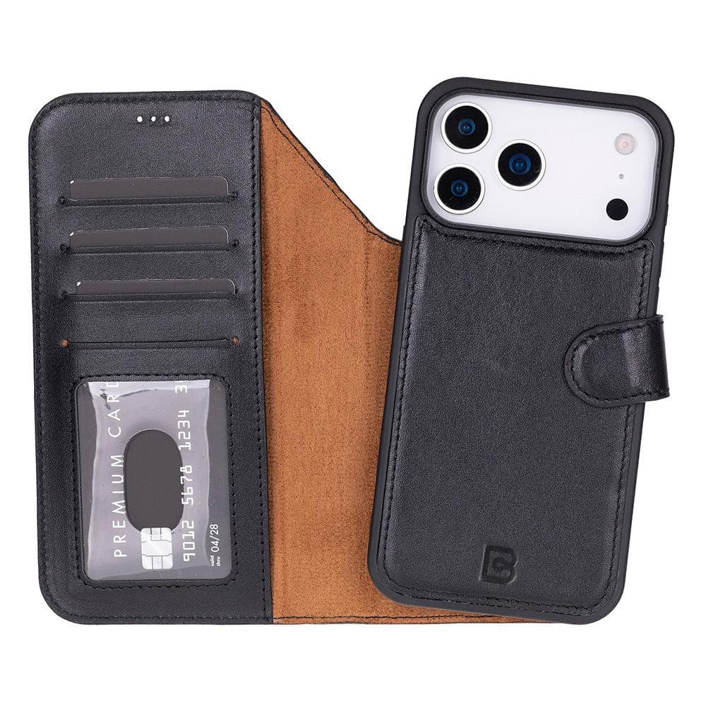 Magic iPhone 17 Pro Max Detachable Leather Wallet Case Black Bouletta
