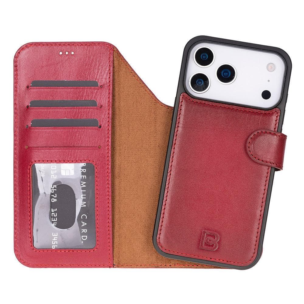 Magic iPhone 17 Pro Max Detachable Leather Wallet Case Red Bouletta