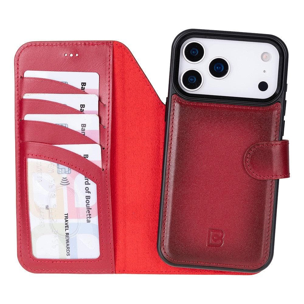 Magic iPhone 17 Pro Max Detachable Red Leather Wallet Case Bouletta