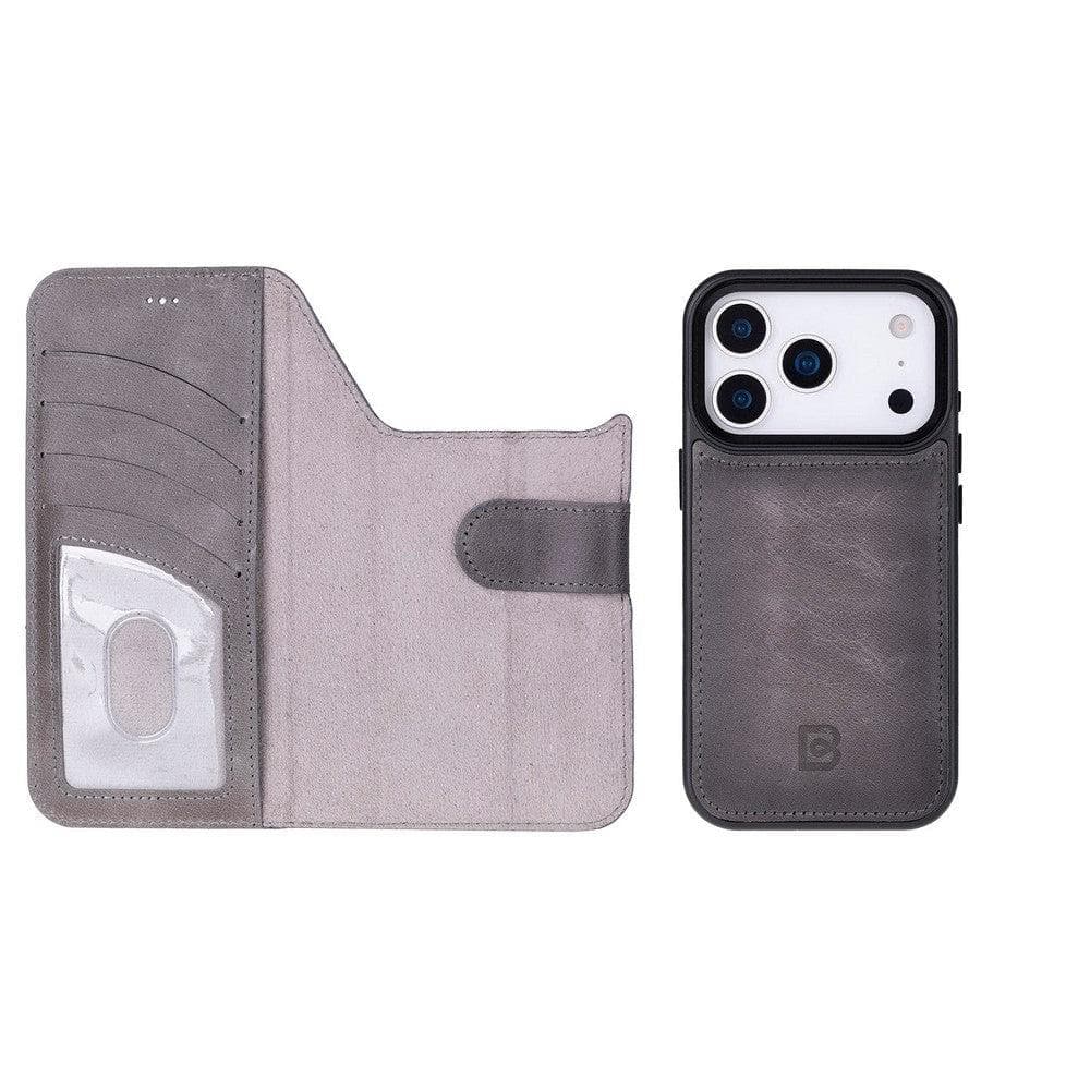 Magic iPhone 17 Pro Max Detachable Gray Leather Wallet Case Bouletta