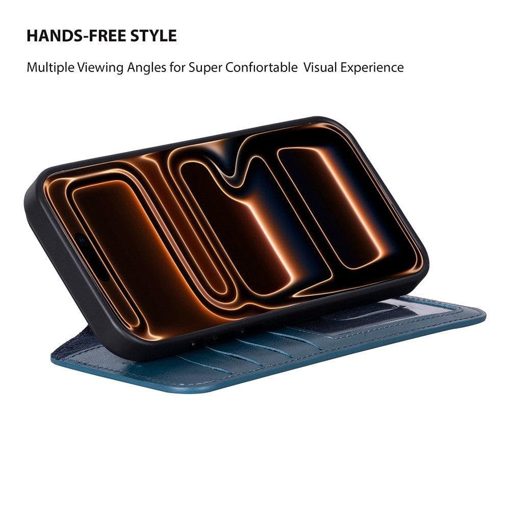 Magic iPhone 17 Pro Max Detachable Blue Leather Wallet Case Bouletta