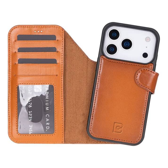Magic iPhone 17 Pro Max Leather Detachable Wallet Case Tan Bouletta