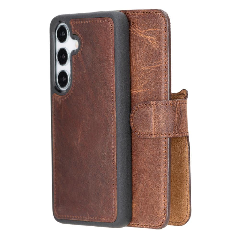 Magic Samsung Galaxy S25 Detachable Leather Wallet Case Saddle Brown Bouletta