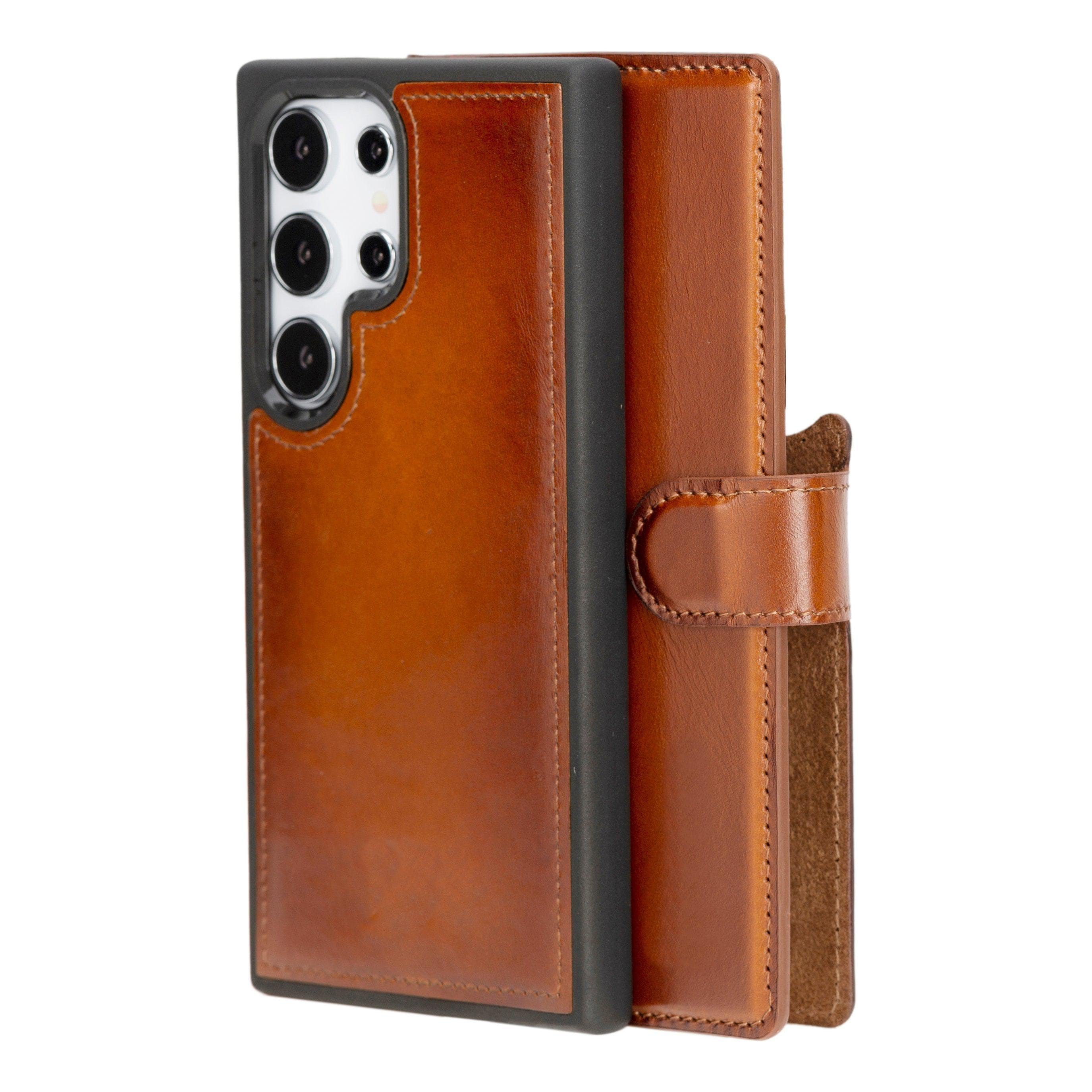 Magic Samsung Galaxy S25 Ultra Detachable Leather Wallet Case Tan Bouletta