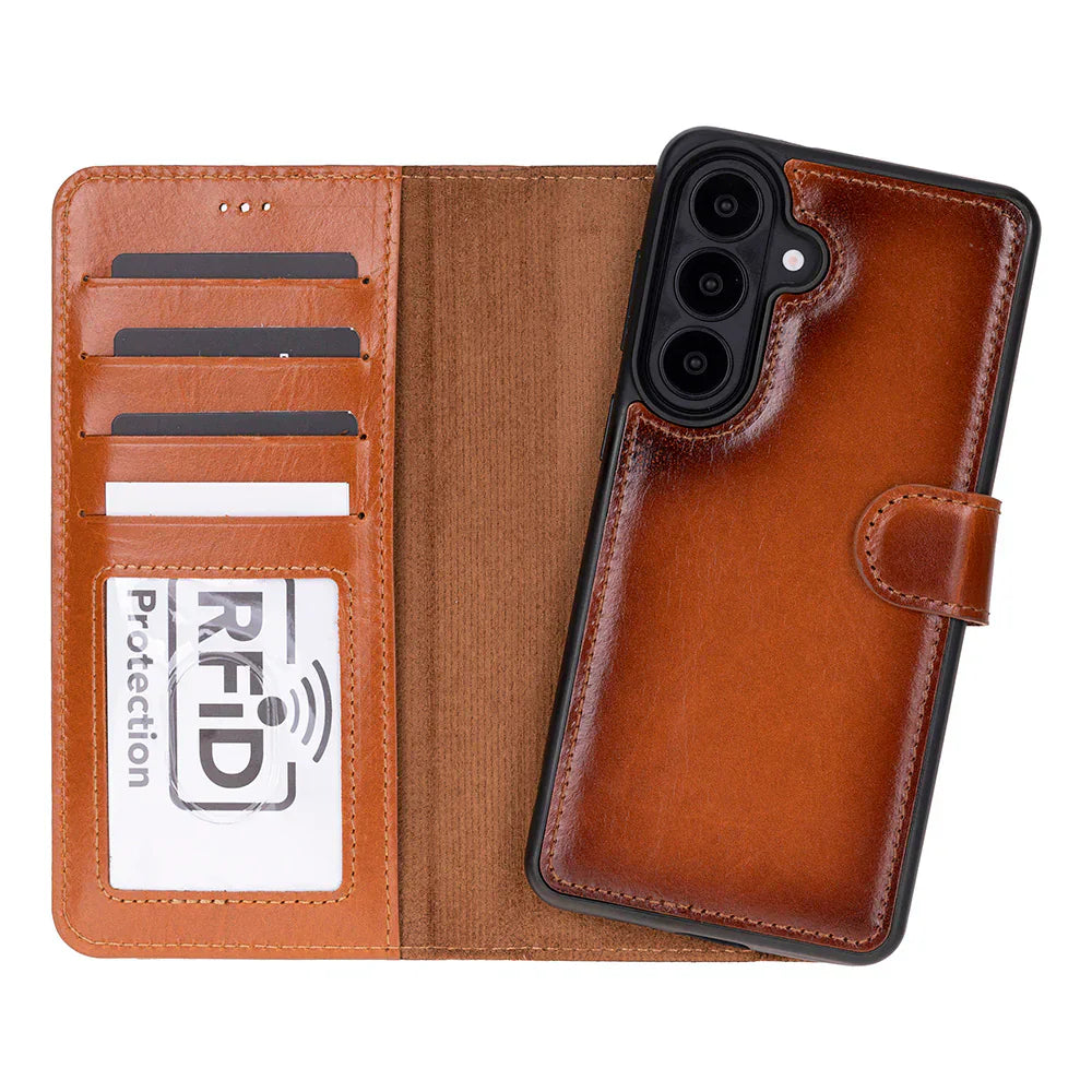 Magic Samsung Galaxy S26 Detachable Leather Wallet Case Tan Bouletta
