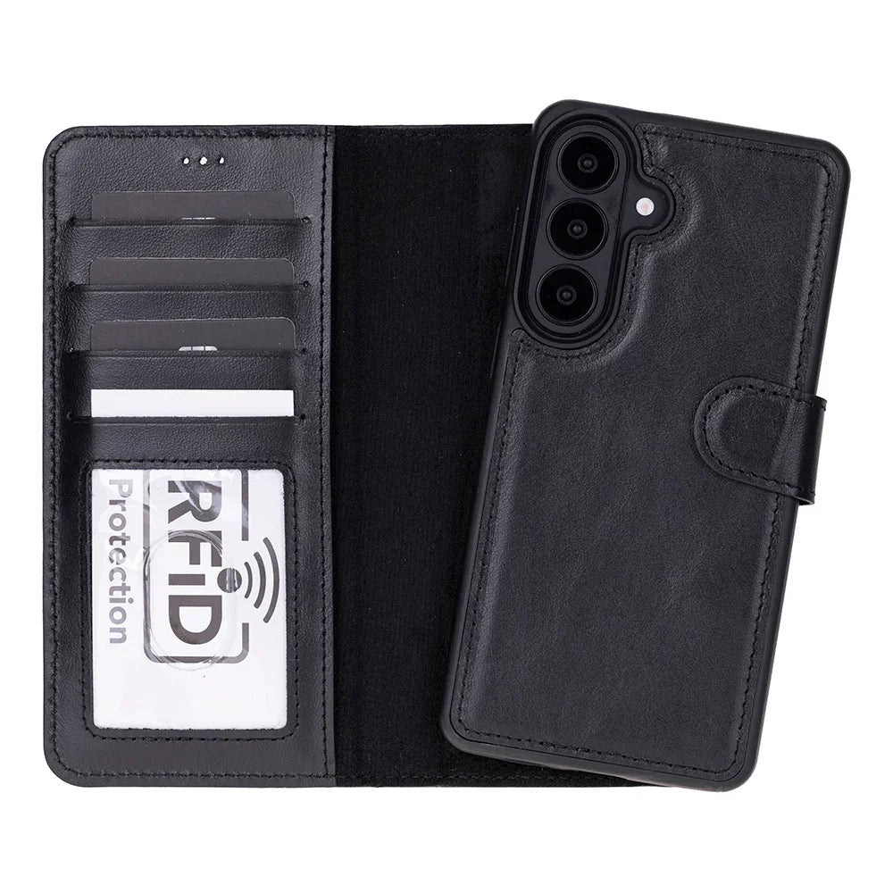 Magic Samsung Galaxy S26 Plus Detachable Leather Wallet Case Black Bouletta