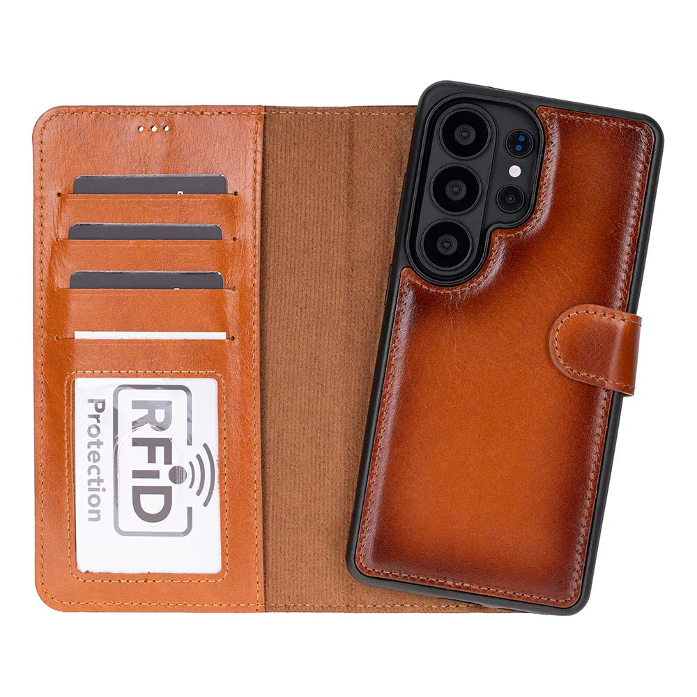 Magic Samsung Galaxy S26 Ultra Detachable Leather Wallet Case Tan Bouletta