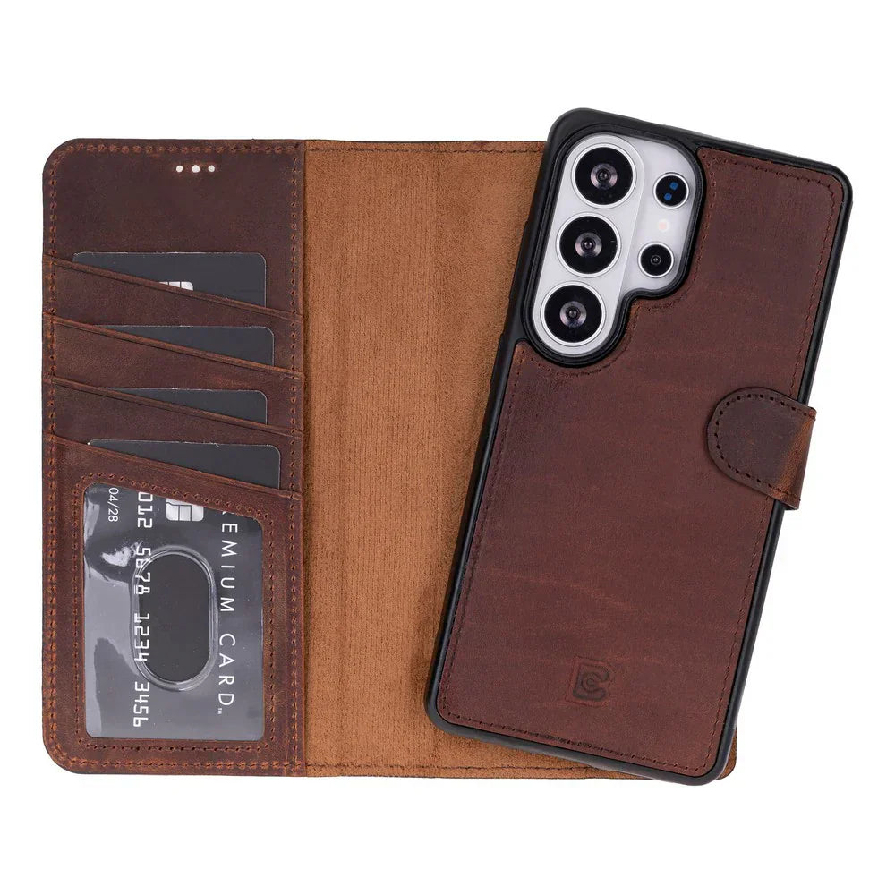 Magic Samsung Galaxy S26 Ultra Leather Detachable Wallet Case Saddle Brown Bouletta