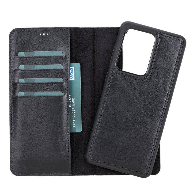 Magic Samsung Series Detachable Genuine Leather Wallet Case - MW Galaxy S20 / Rustic Black Bouletta