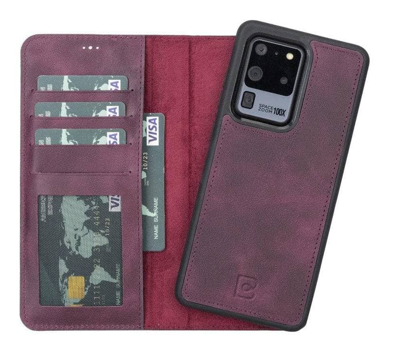 Magic Samsung Series Detachable Genuine Leather Wallet Case - MW Galaxy S20 / Tiguan Merlot Bouletta