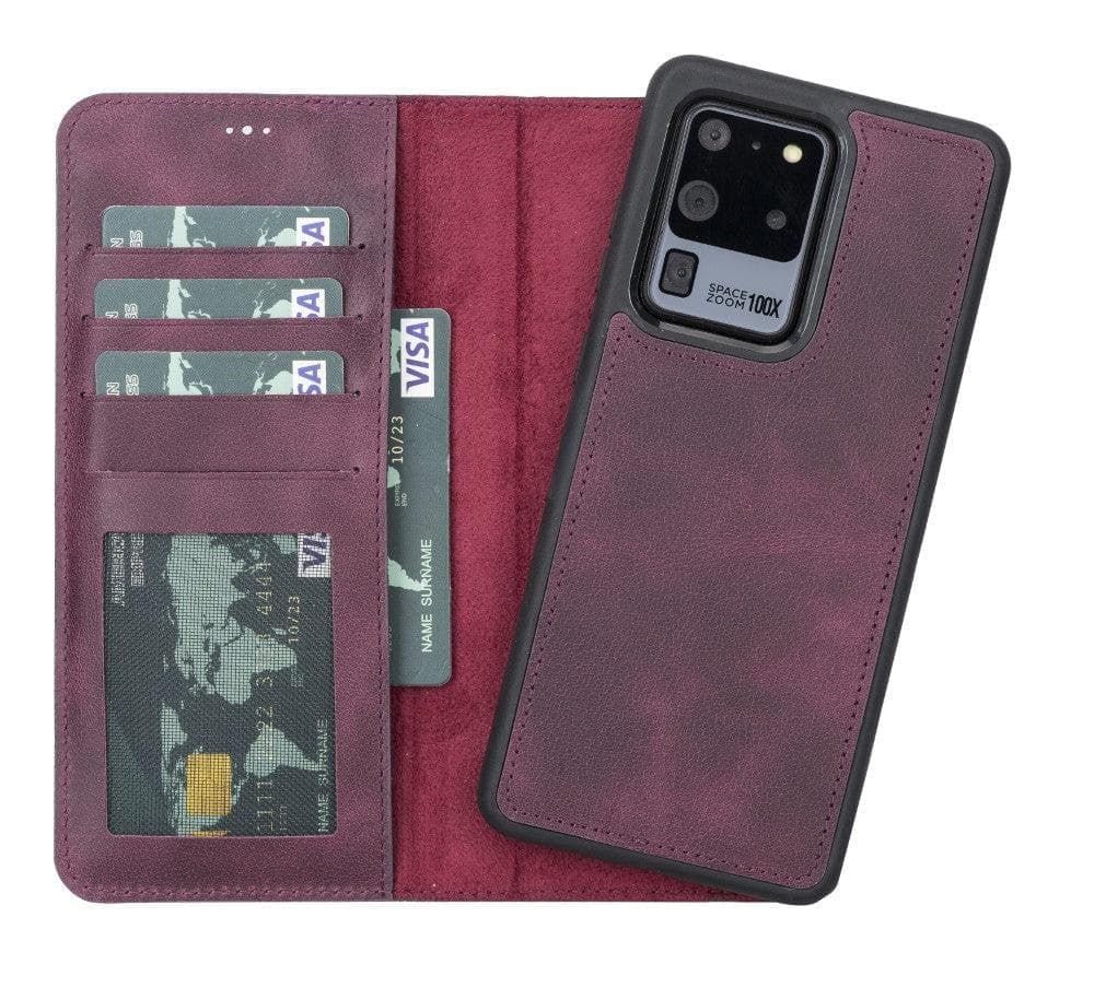 Magic Samsung Series Detachable Genuine Leather Wallet Case - MW Galaxy S20 / Tiguan Merlot Bouletta