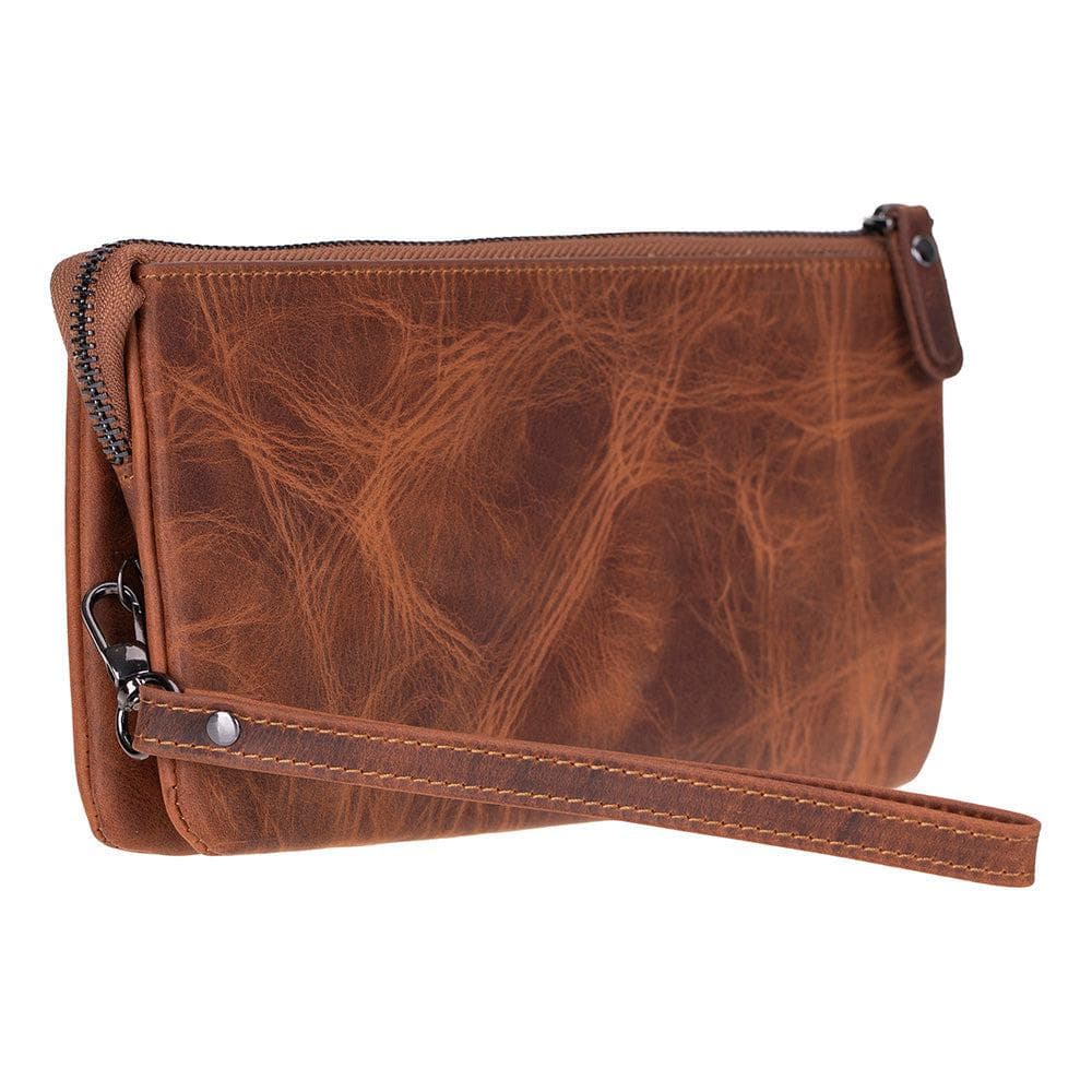 Majeste Leather Clutch Bag Saddle Brown Bouletta