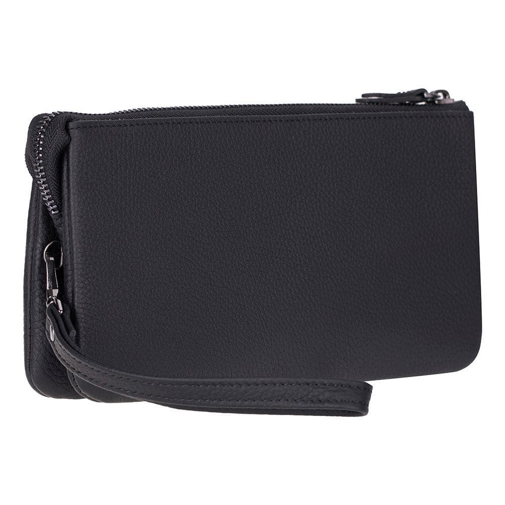 Majeste Leather Clutch Bag Pebble Black Bouletta