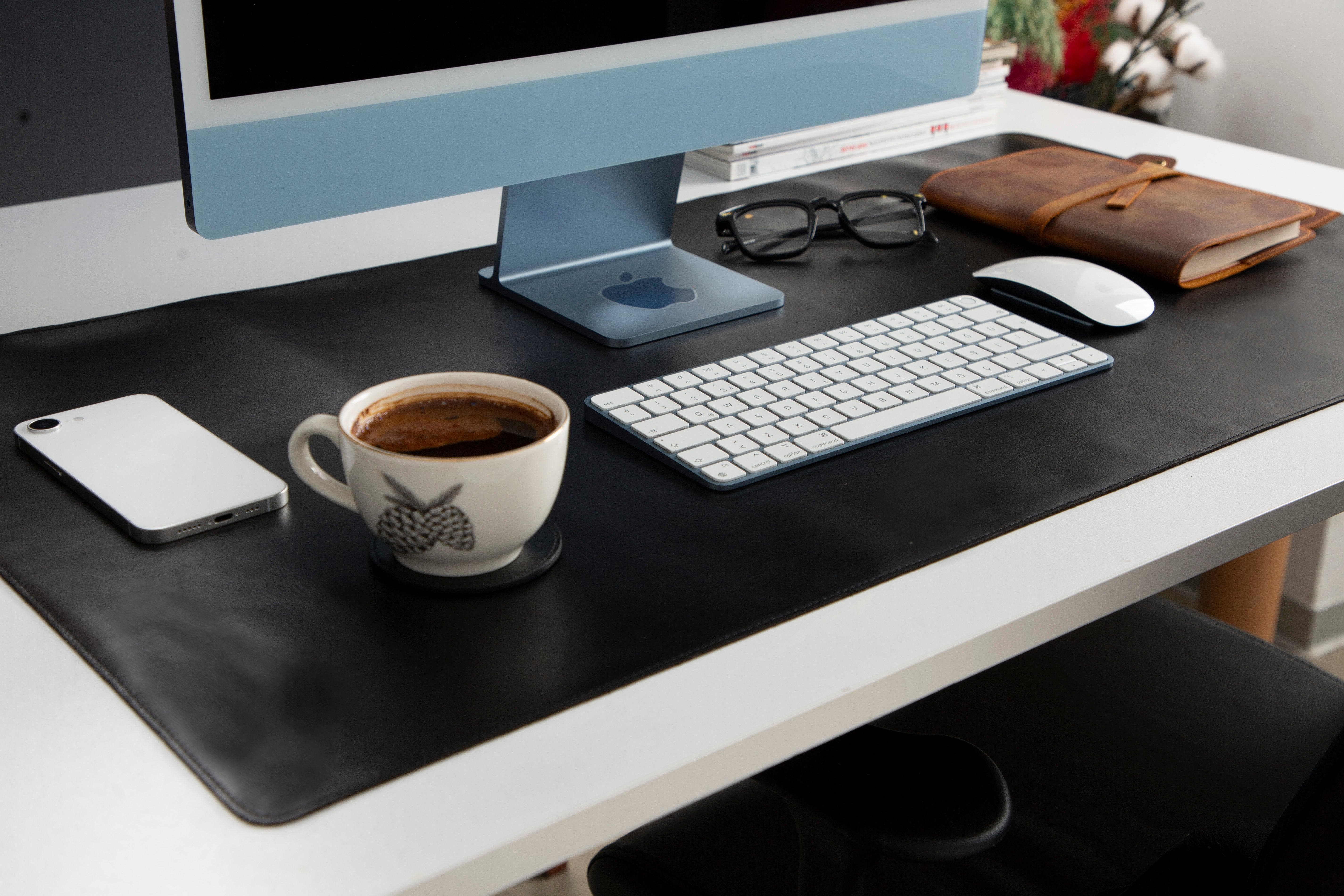 Natty Leather Natural Desk Mat (65 cm x 35 cm) Black Bouletta