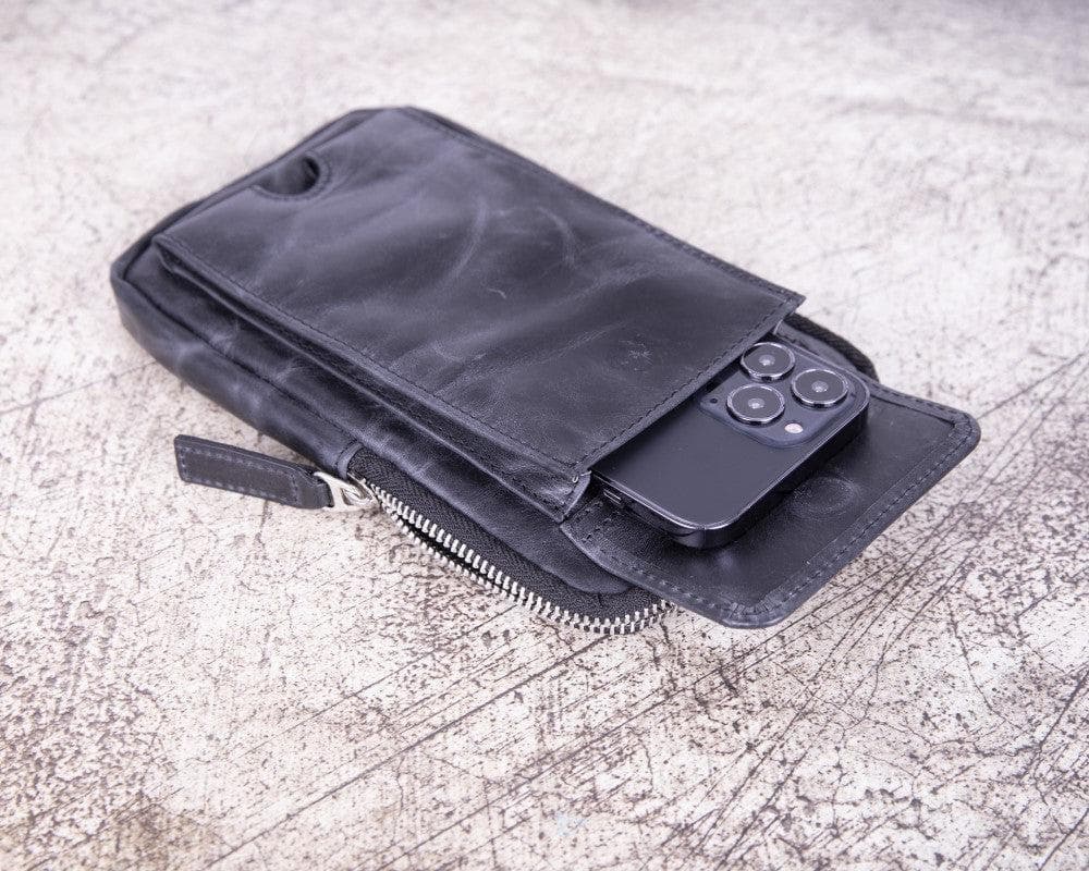 Nino Genuine Leather Crossbody Bag - Black RUSTIC BLACK Bouletta