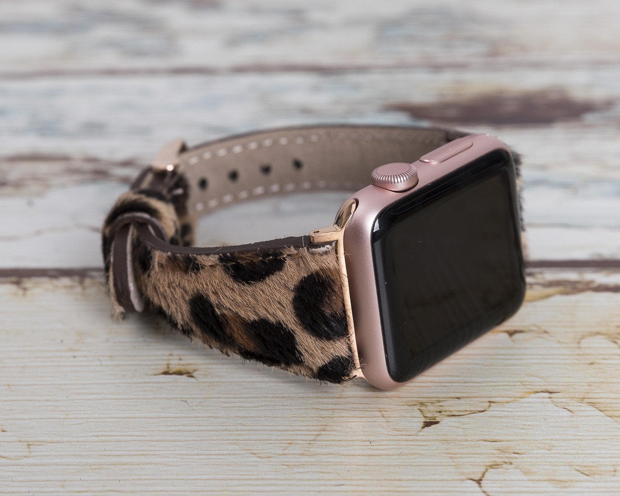 Norwich Classic Slim Apple Watch Straps Leopar Hairy / Leather Bouletta