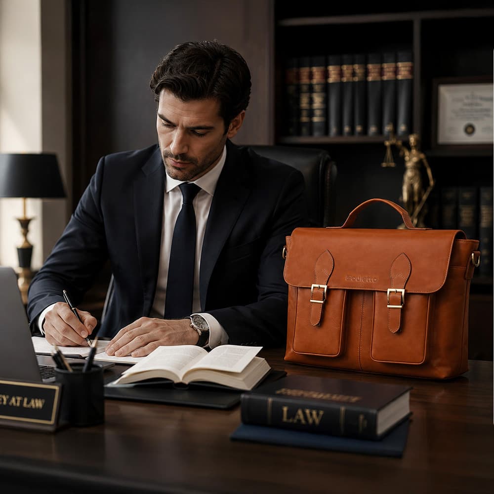 Olympus Leather Business Briefcase / Laptop Case Bouletta