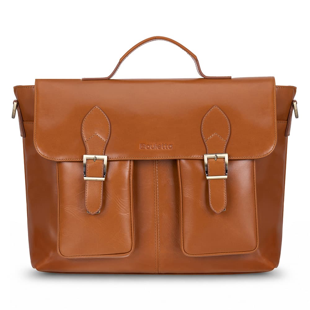 Olympus Leather Business Briefcase / Laptop Case 13" 14" / Tan Bouletta