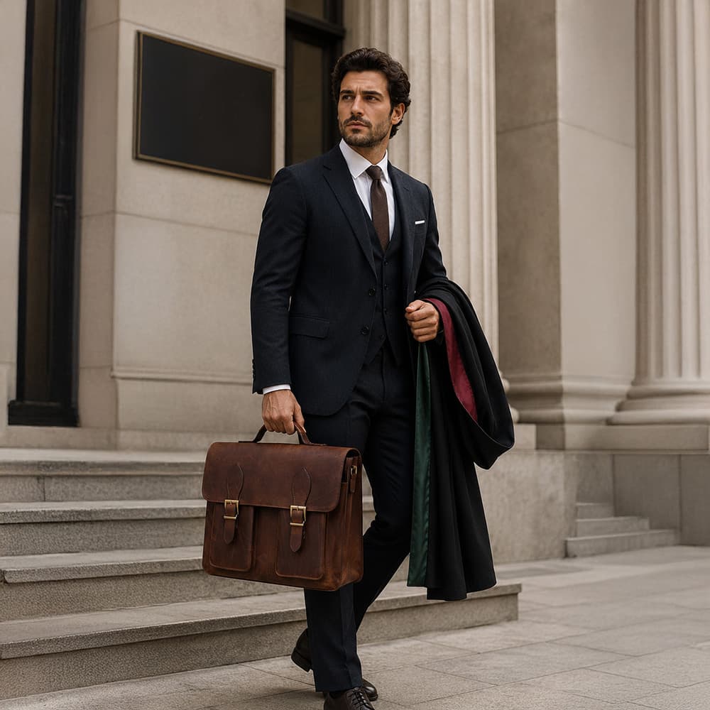 Olympus Leather Business Briefcase / Laptop Case Bouletta