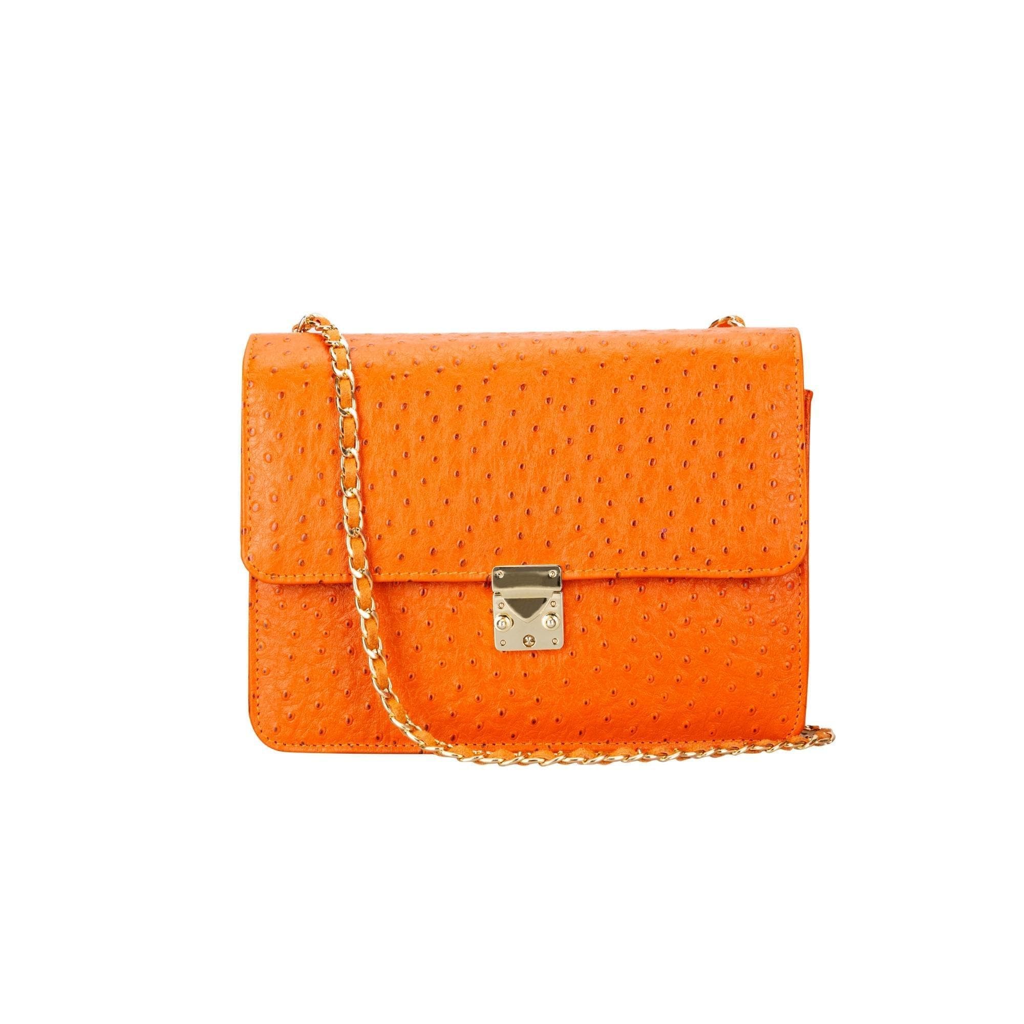 Oxi Geniune Leather Women’s Bag Orange Ostrich Bouletta LTD