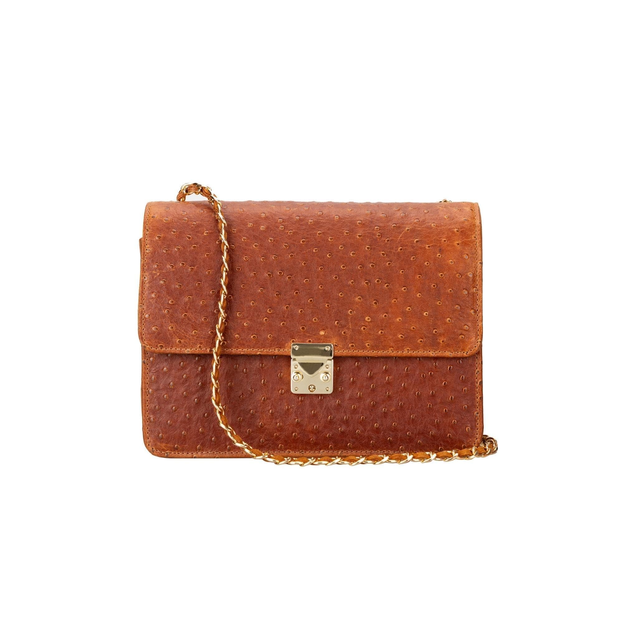 Oxi Geniune Leather Women’s Bag Tan Ostrich Bouletta LTD