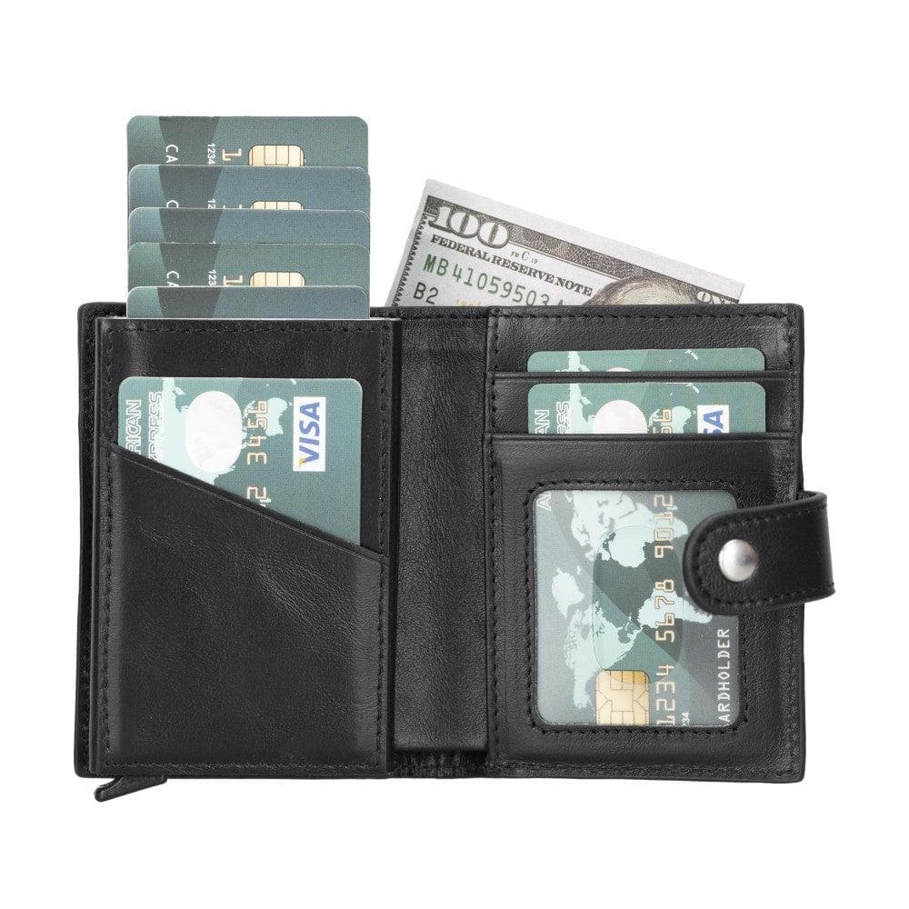 Palertag Leather Mechanical Card Holder - Black Black Bouletta