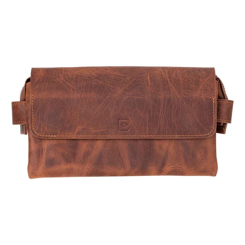 Prestige Leather Clutch Bag Saddle Brown Bouletta