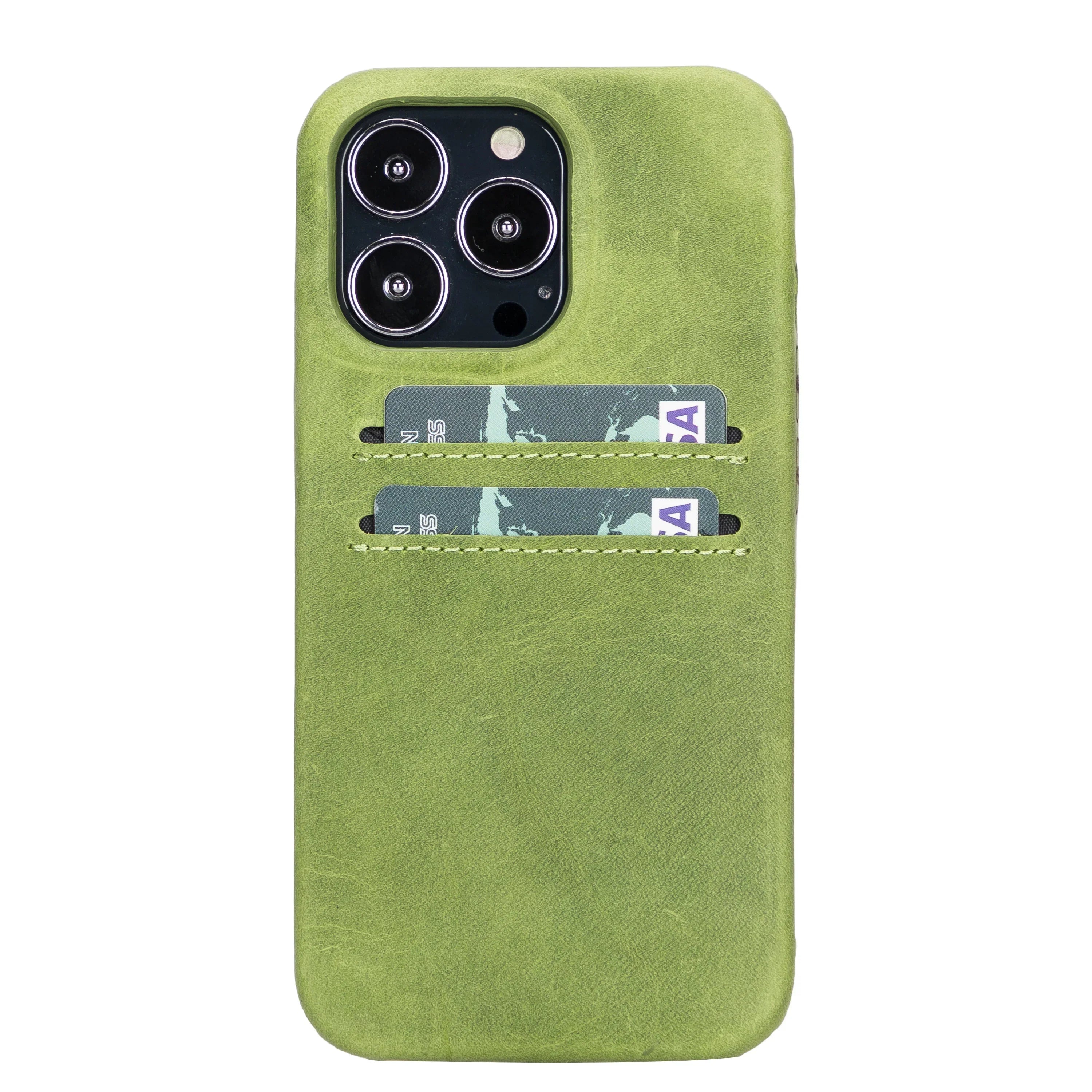 Rock Cover iPhone 13 Pro Leather Case with Card Holder Green Bouletta