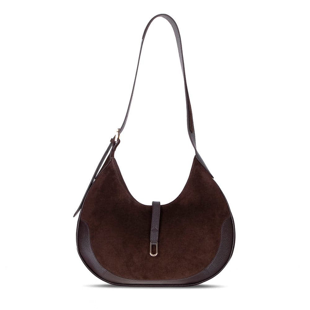 Rosa Women's Leather Bag Suede Brown Bouletta