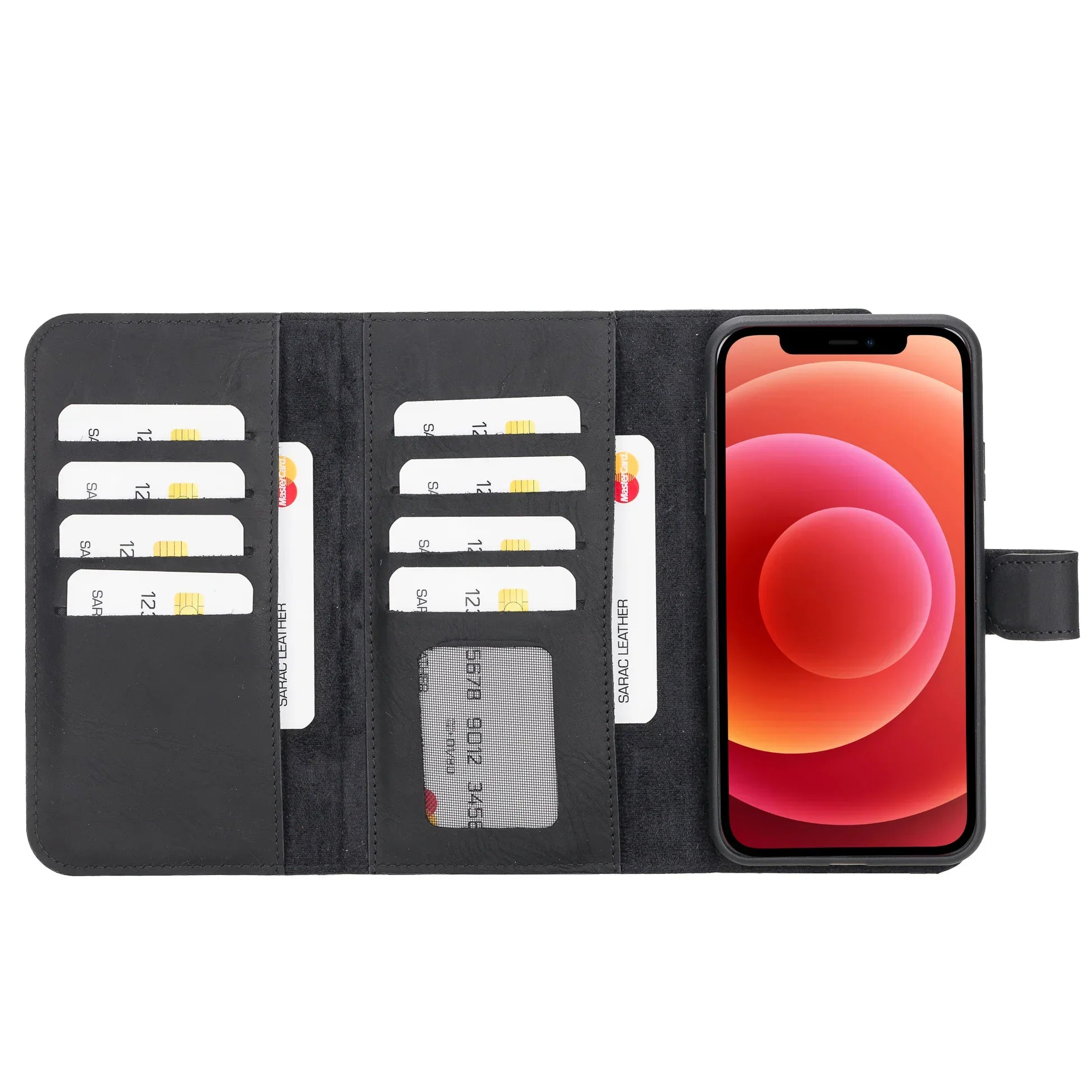 Santa iPhone 11 Pro Max Leather Detachable Wallet Case Black Bouletta