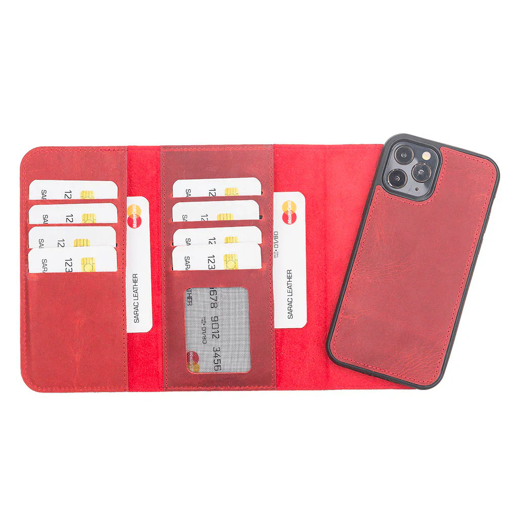 Santa iPhone 12 Pro Max Leather Detachable Wallet Case Red Bouletta