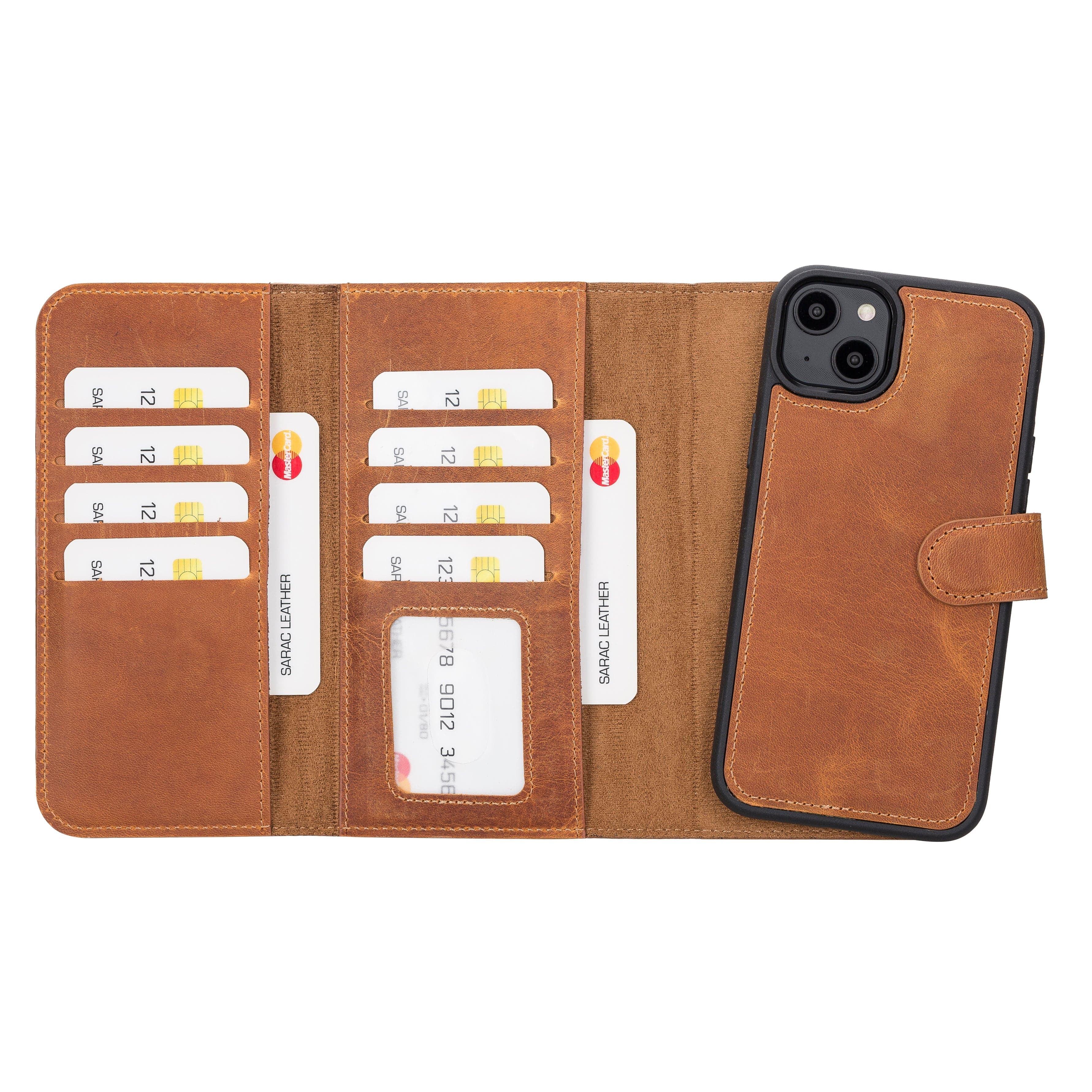 Santa iPhone 14 Plus Leather Detachable Wallet Case Moccasin Bouletta