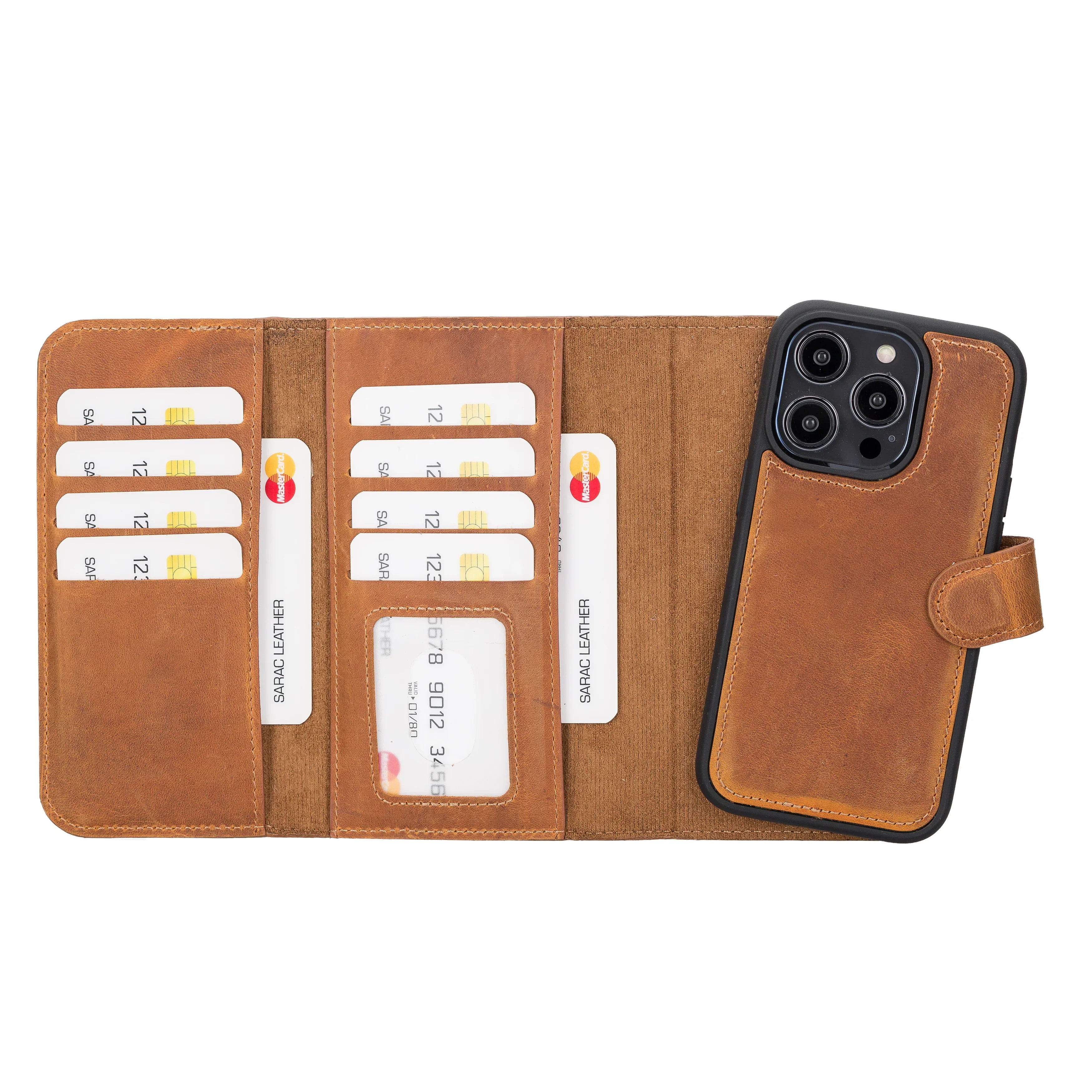 Santa iPhone 14 Pro Leather Detachable Wallet Case Moccasin Bouletta