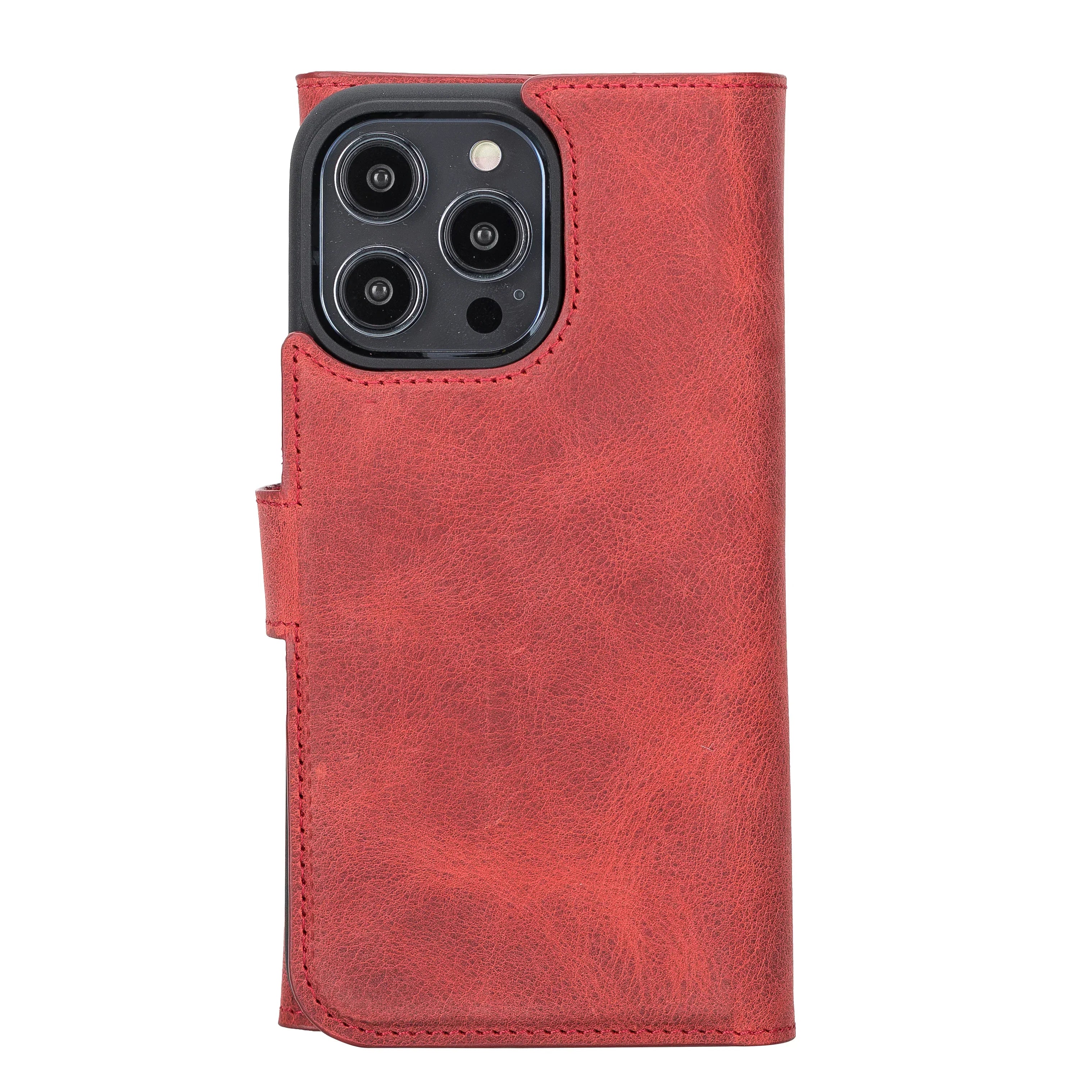 Santa iPhone 14 Pro Max Leather Detachable Wallet Case Red Bouletta