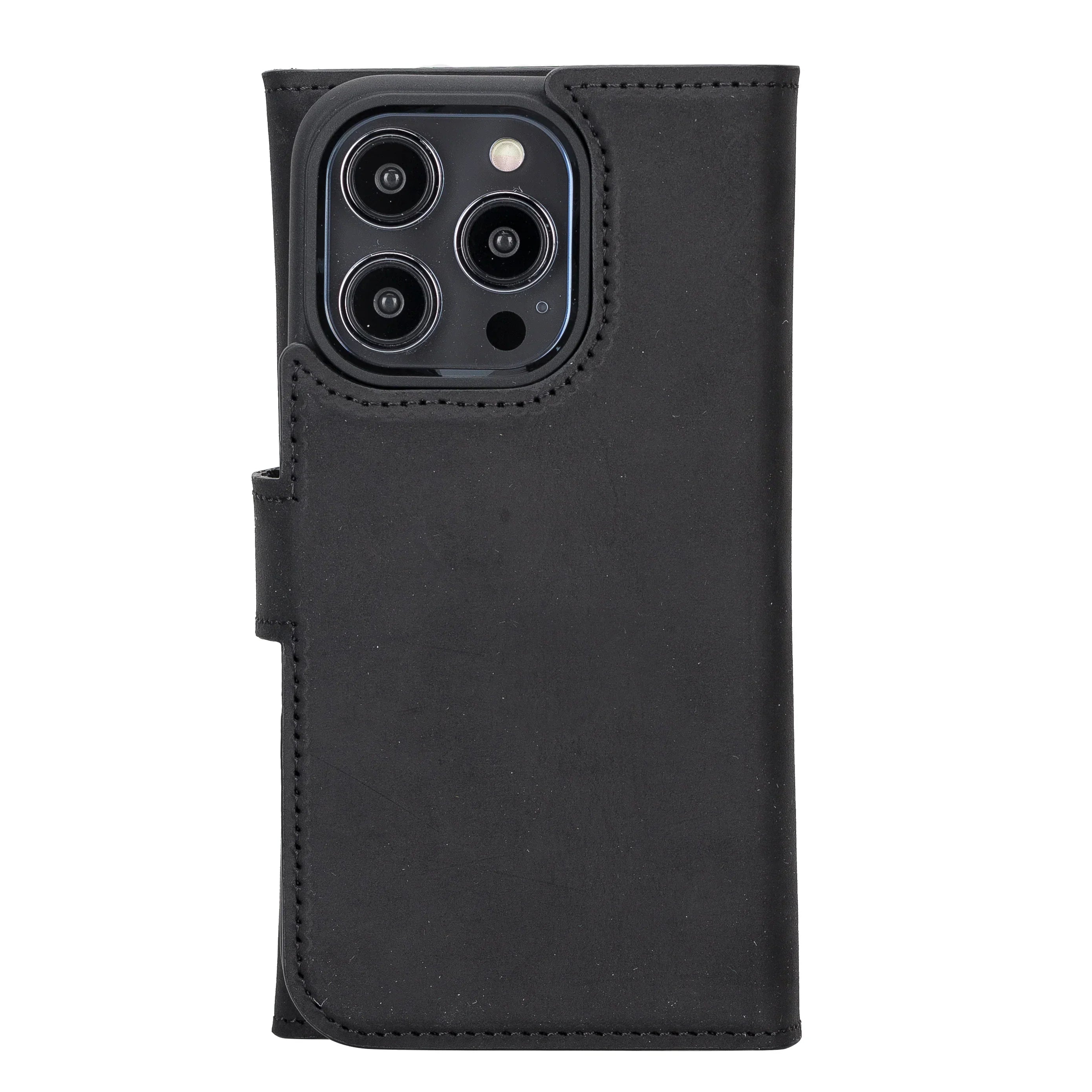 Santa iPhone 16 Pro Max Leather Detachable Wallet Case Black Bouletta