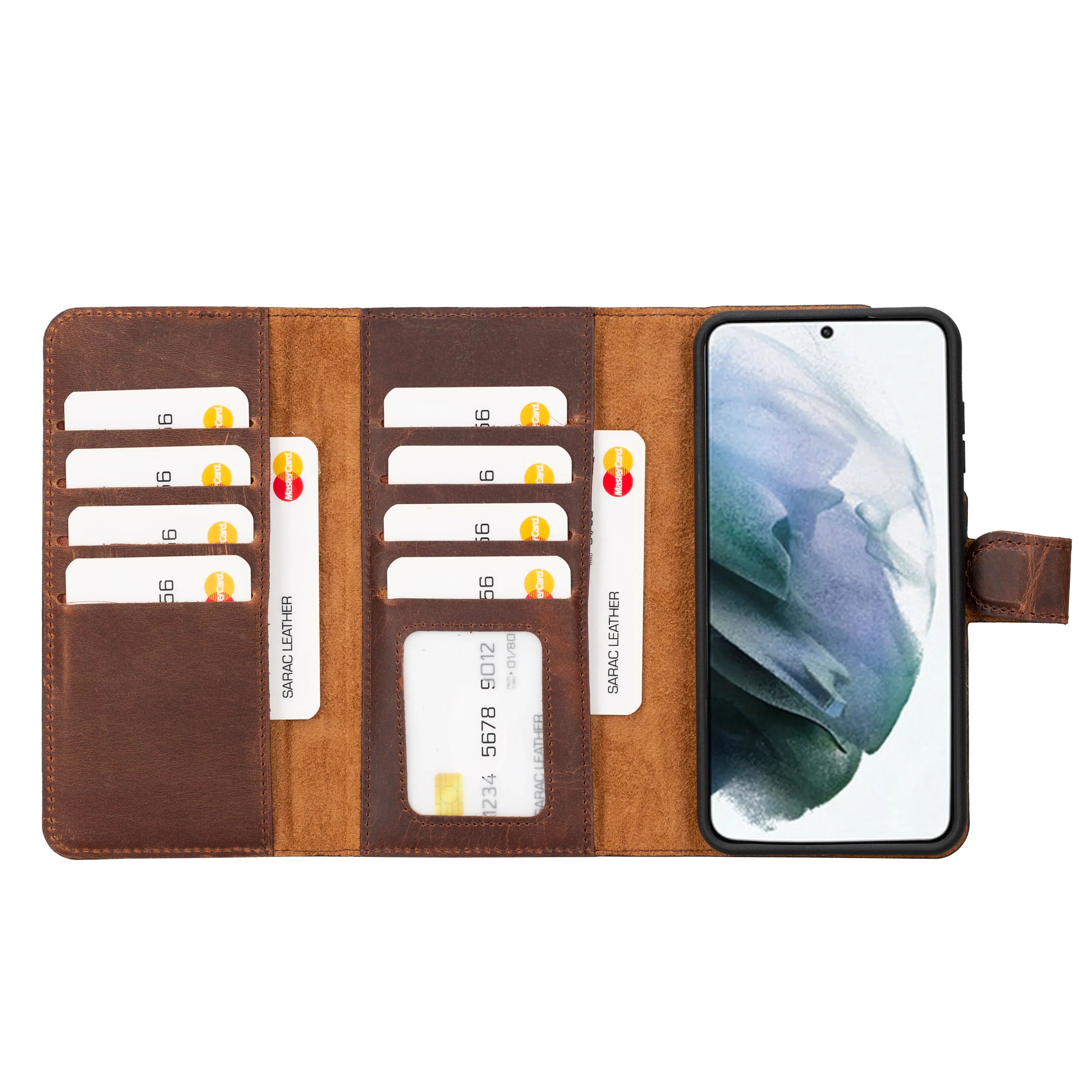 Santa Samsung Galaxy S23 Plus Leather Detachable Wallet Case Saddle Brown Bouletta