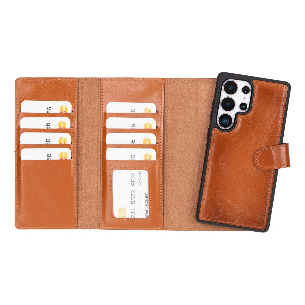 Santa Samsung Galaxy S25 Ultra Leather Detachable Wallet Case Tan Bouletta