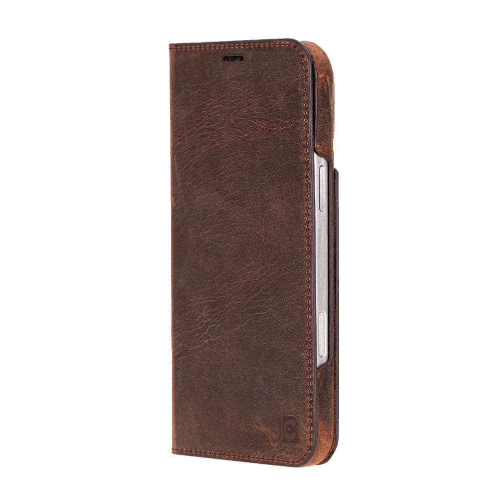 Sonat iPhone 16 Pro Max Leather Folio Case Saddle Brown Bouletta