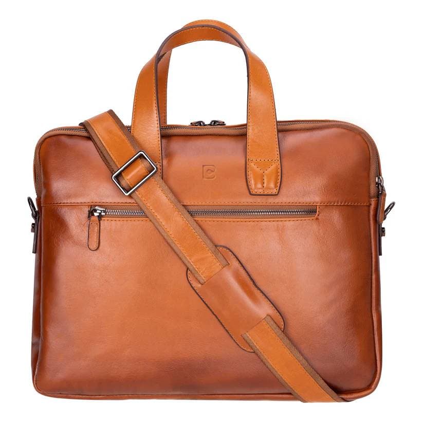 Thasos Leather Business Briefcase / Laptop Case 16" Tan Bouletta