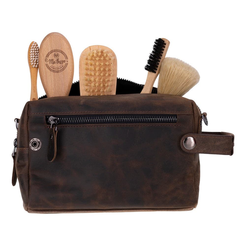 Tiger Leather Dopp Kit Saddle Brown Bouletta