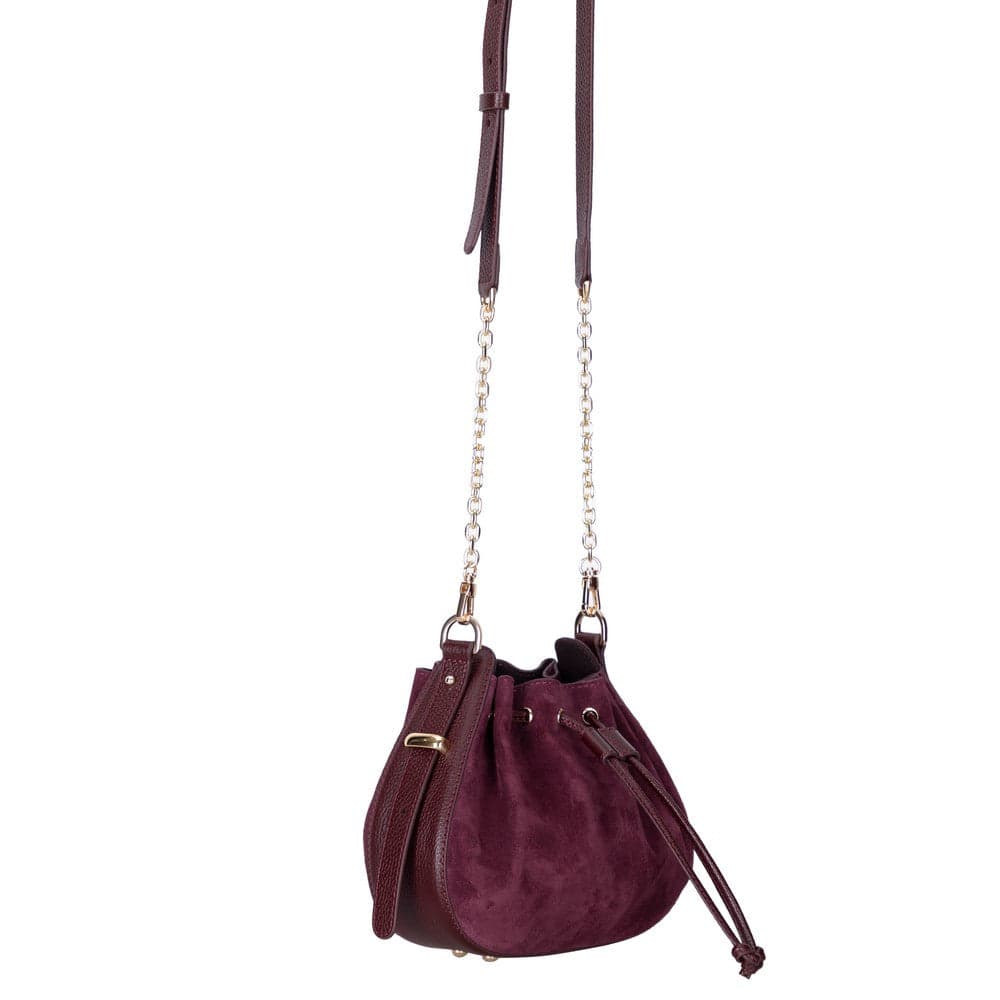 Valentina Suede Leather Women's Bag Bordeaux Bouletta