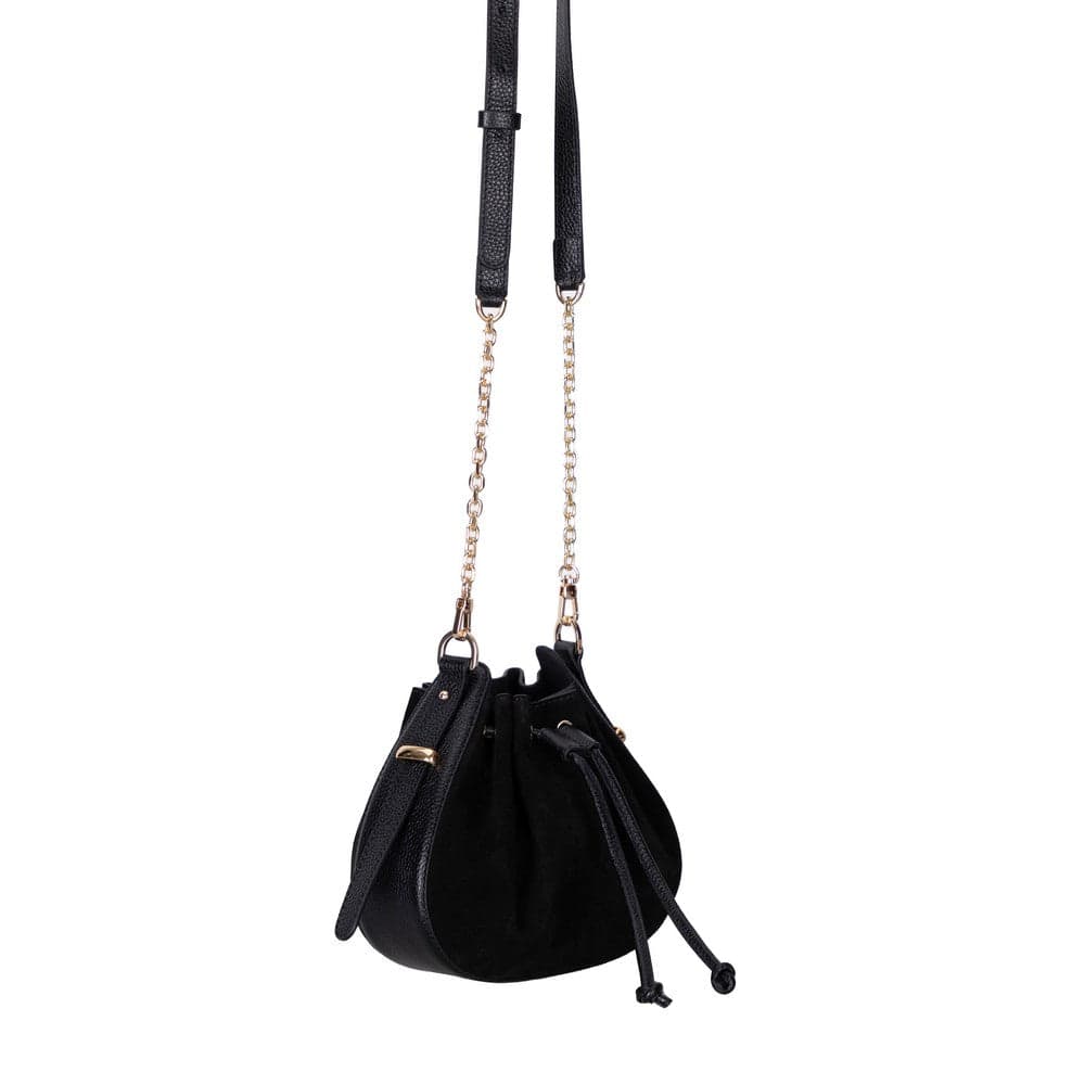 Valentina Suede Leather Women's Bag Black Bouletta