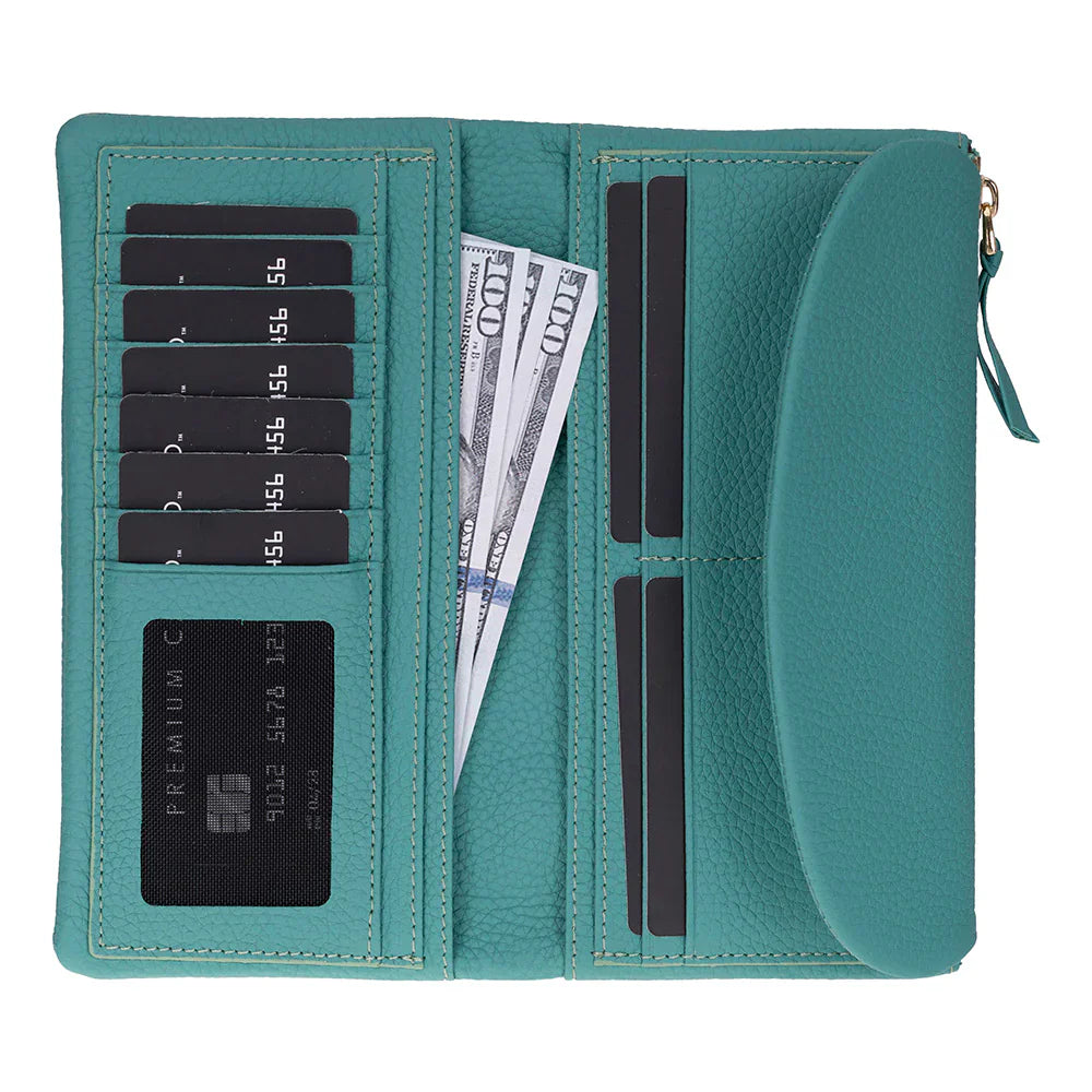 Vellure Leather Women's Handbag, Large Pine Green Bouletta
