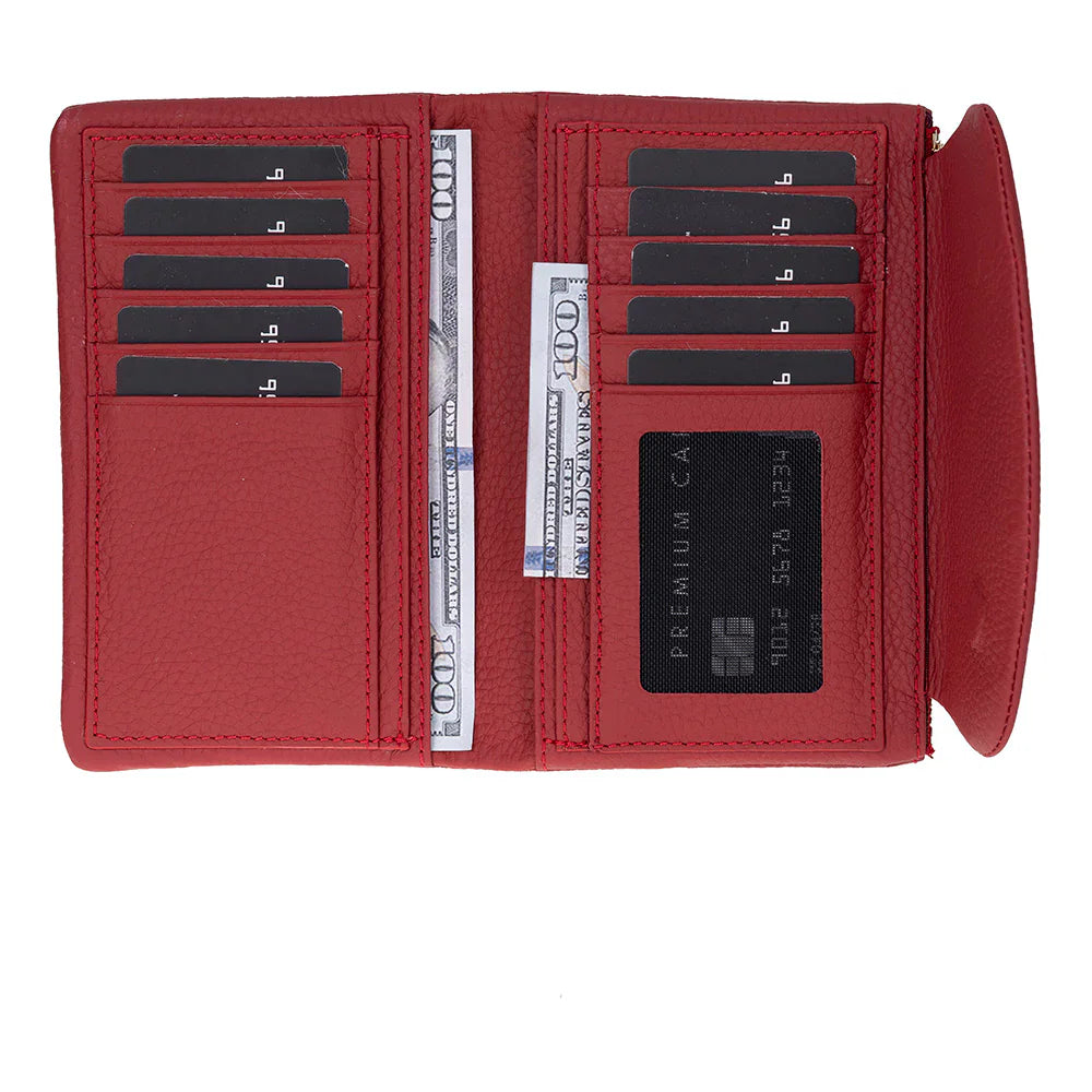 Vellure Leather Women's Handbag, Medium Red Bouletta