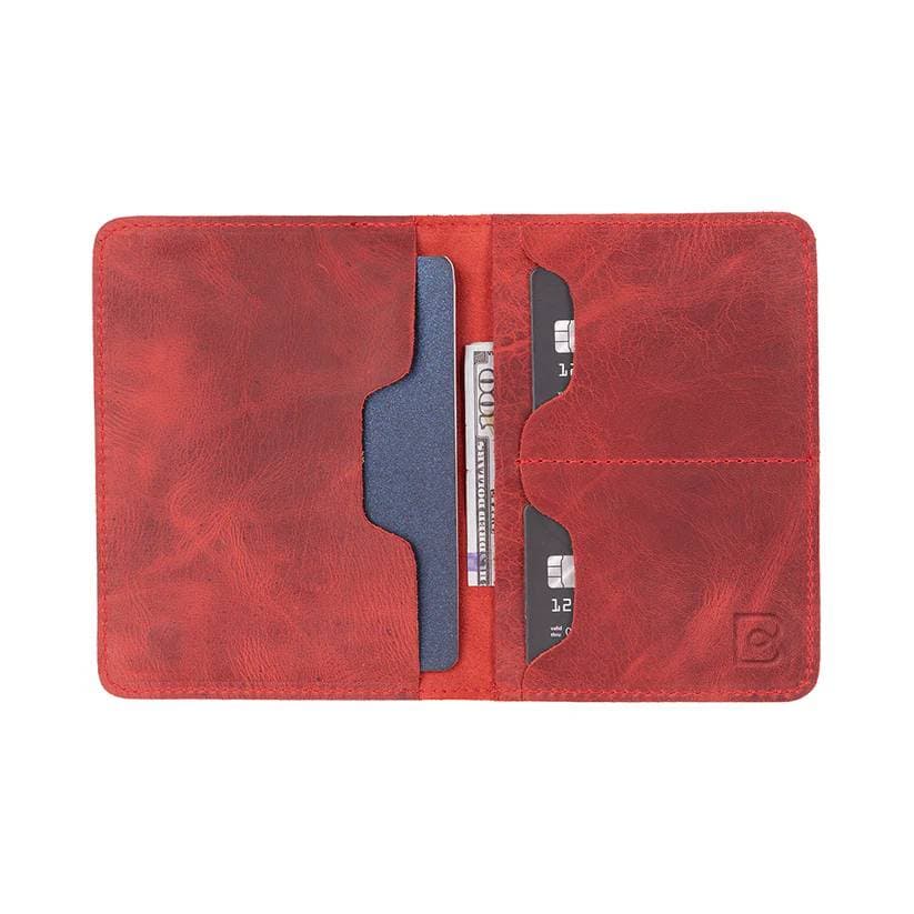Viaggio Leather Passport Wallet Light Red Bouletta