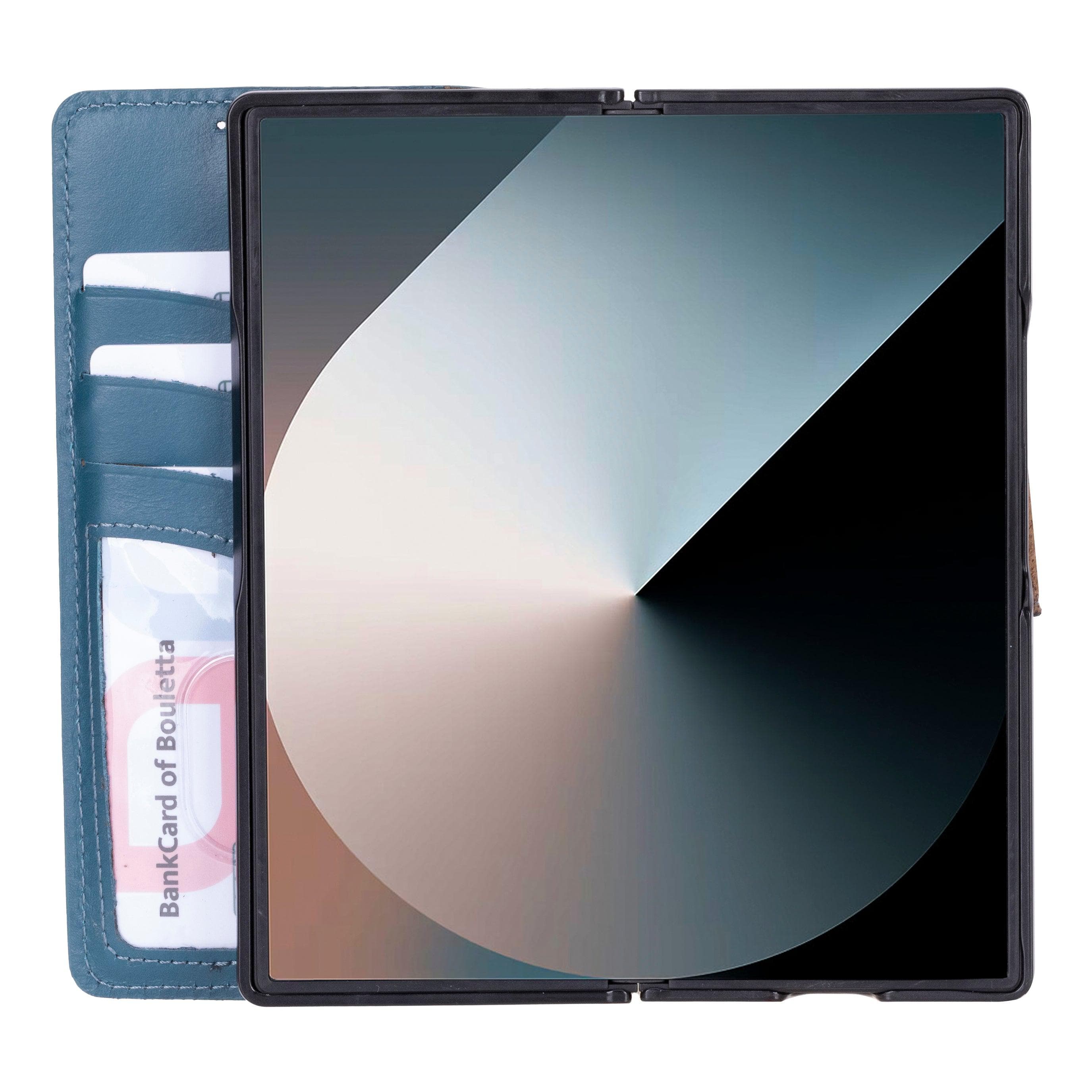 Wallet ID Samsung Galaxy Z Fold 6 Leather Folio Case Blue Bouletta