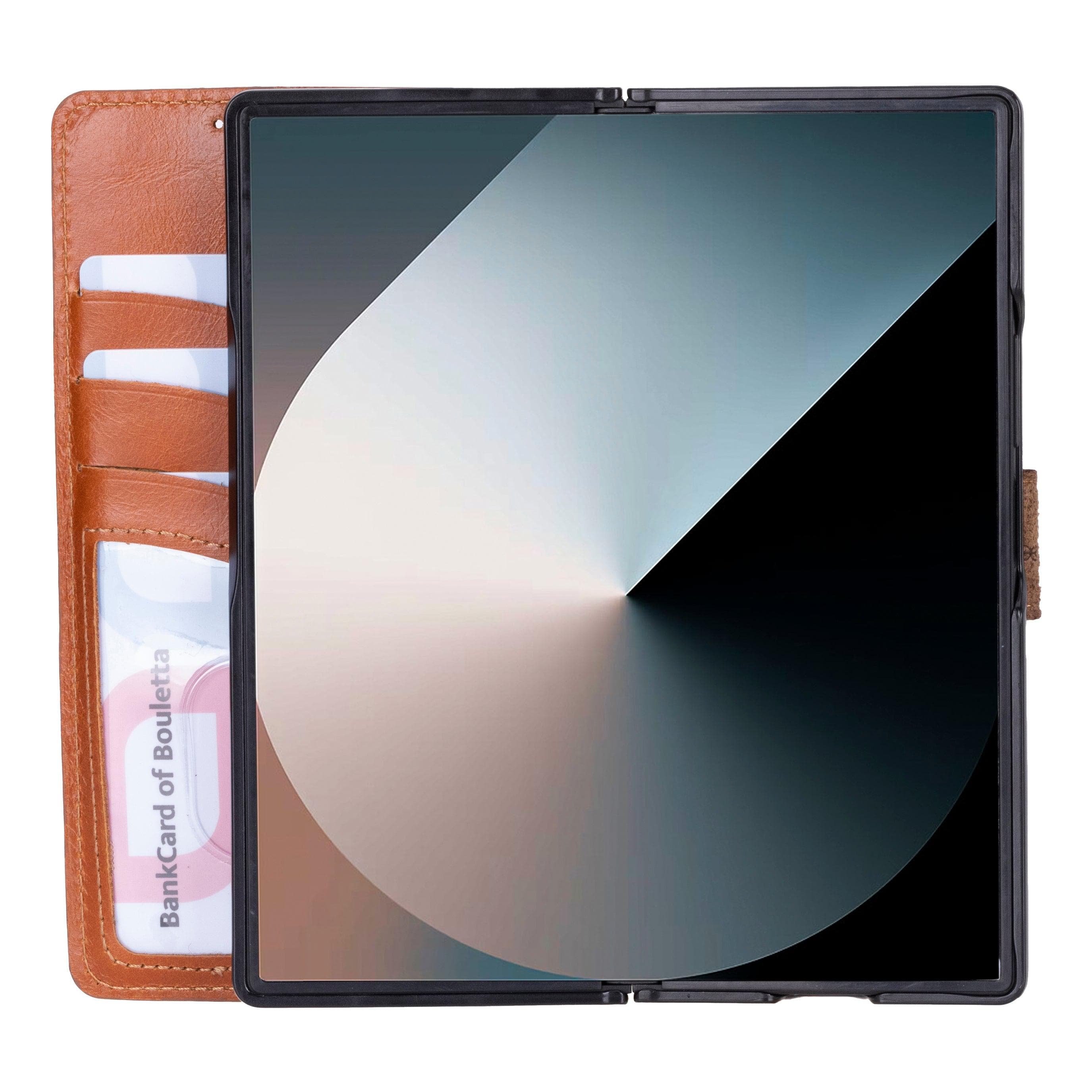 Wallet ID Samsung Galaxy Z Fold 6 Leather Folio Case Tan Bouletta