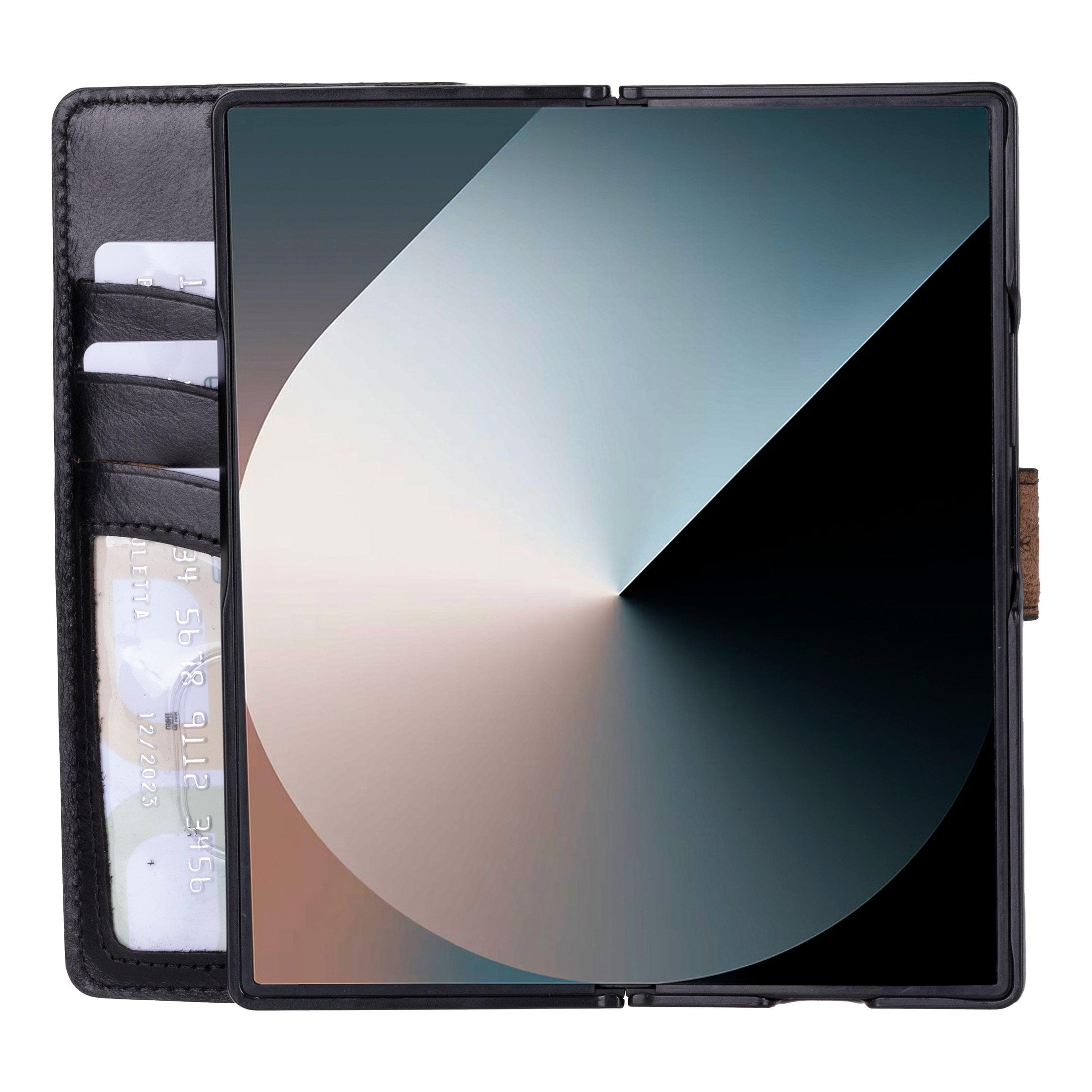 Wallet ID Samsung Galaxy Z Fold 6 Leather Folio Case Black Bouletta