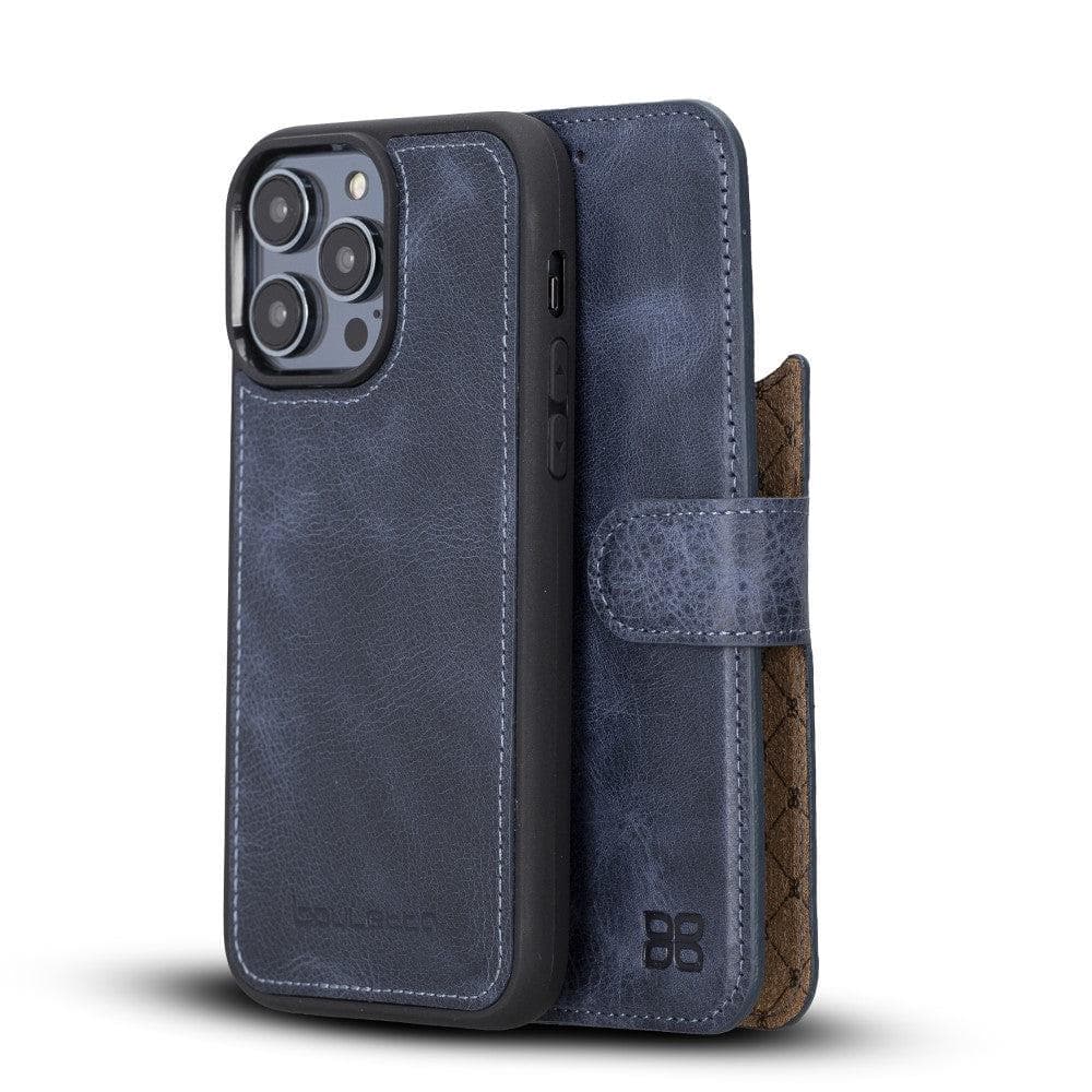 Apple iPhone 14 Series Detachable Leather Wallet Case Darker Color - MW iPhone 14 Pro Max / Dark Blue Bouletta LTD