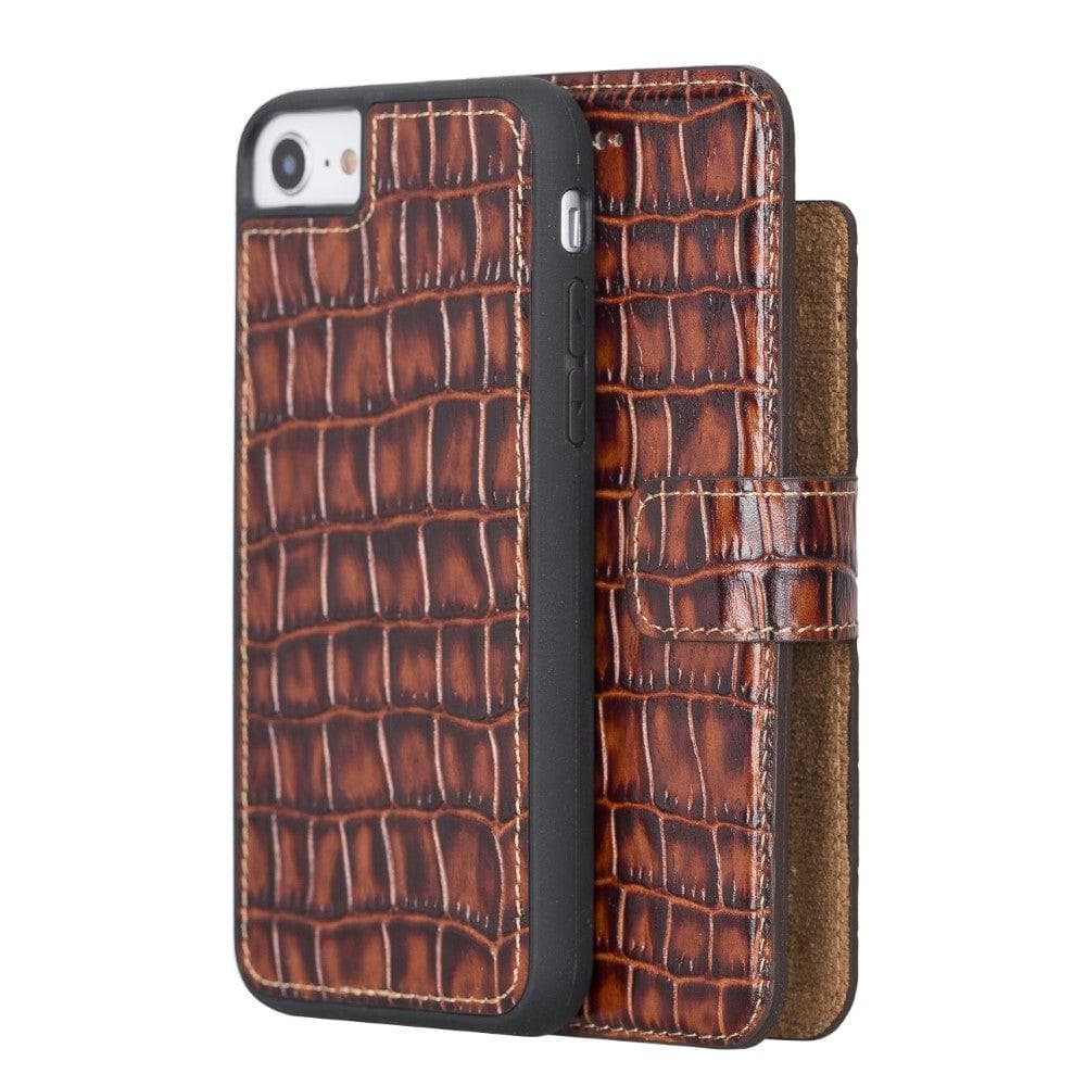 Apple iPhone 7 Series Detachable Leather Wallet Case - MW iPhone 7 / Croco Brown Bouletta LTD